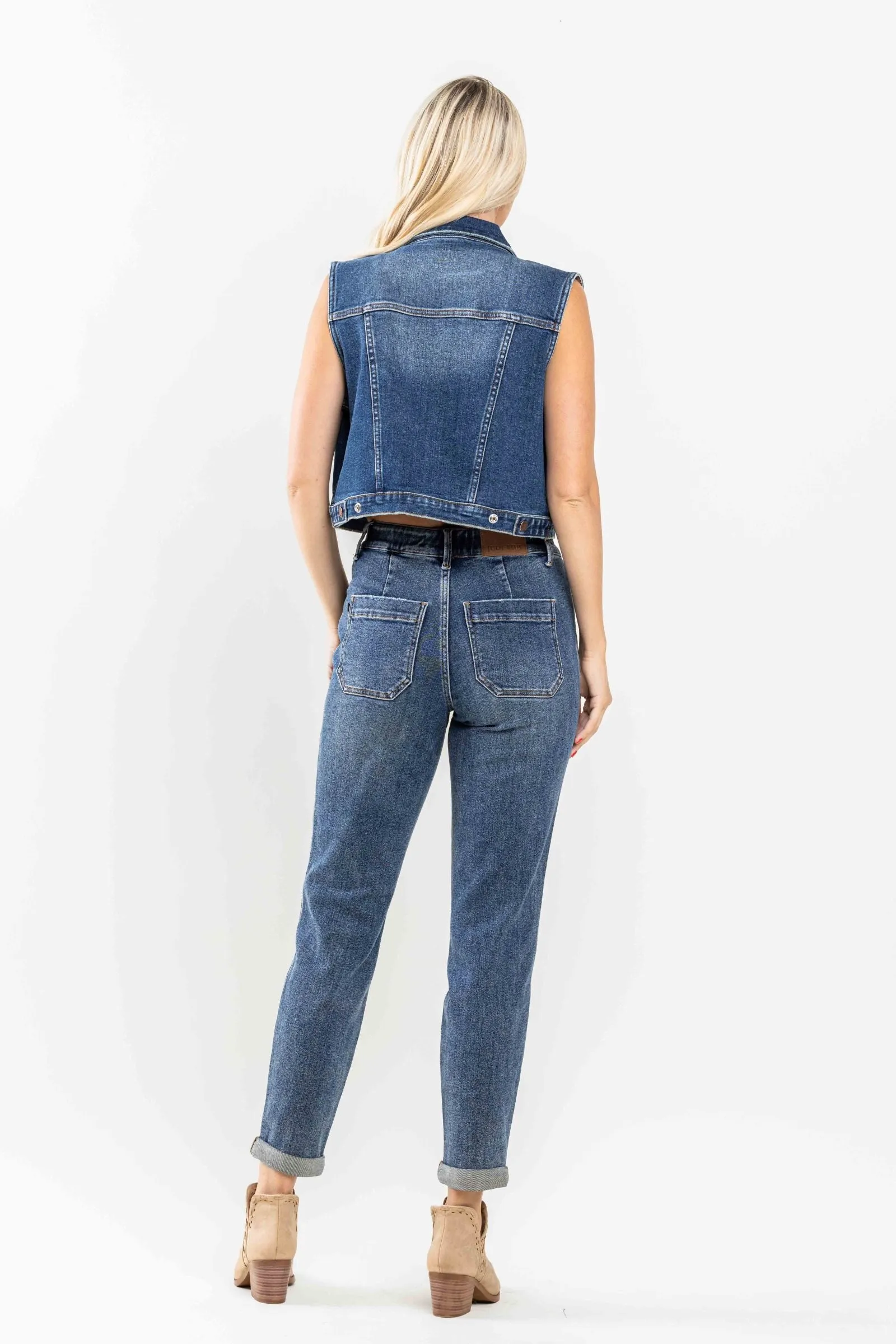 Judy Blue High Waist Elastic Drawstring Cuffed Jogger Denim 88779