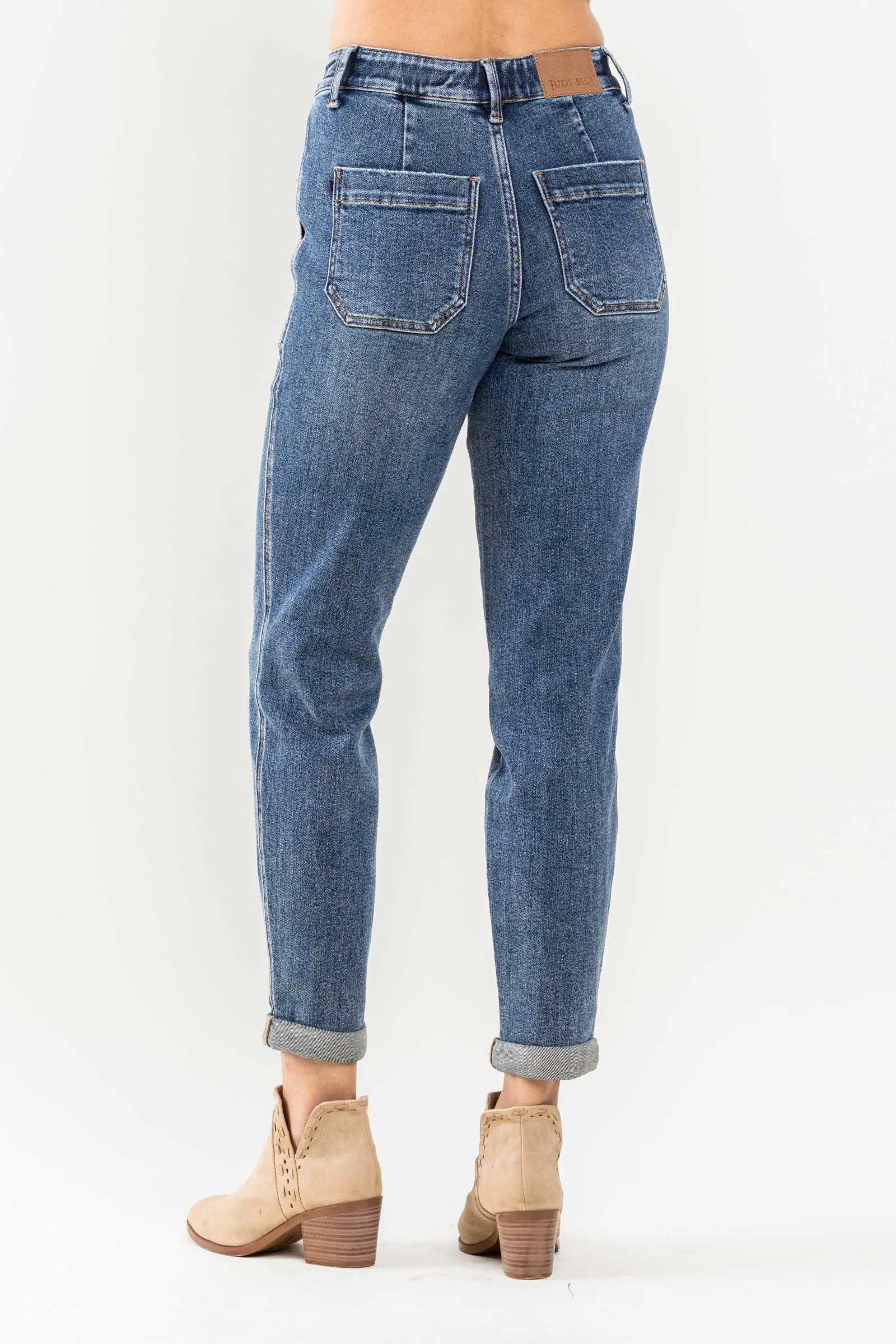 Judy Blue High Waist Elastic Drawstring Cuffed Jogger Denim 88779