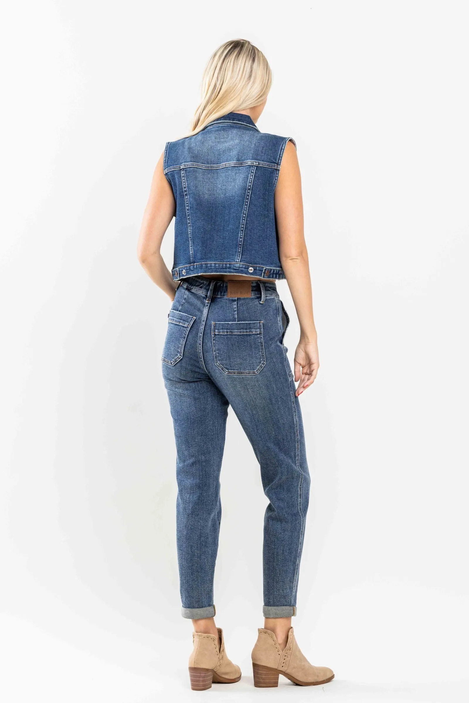 Judy Blue High Waist Elastic Drawstring Cuffed Jogger Denim 88779