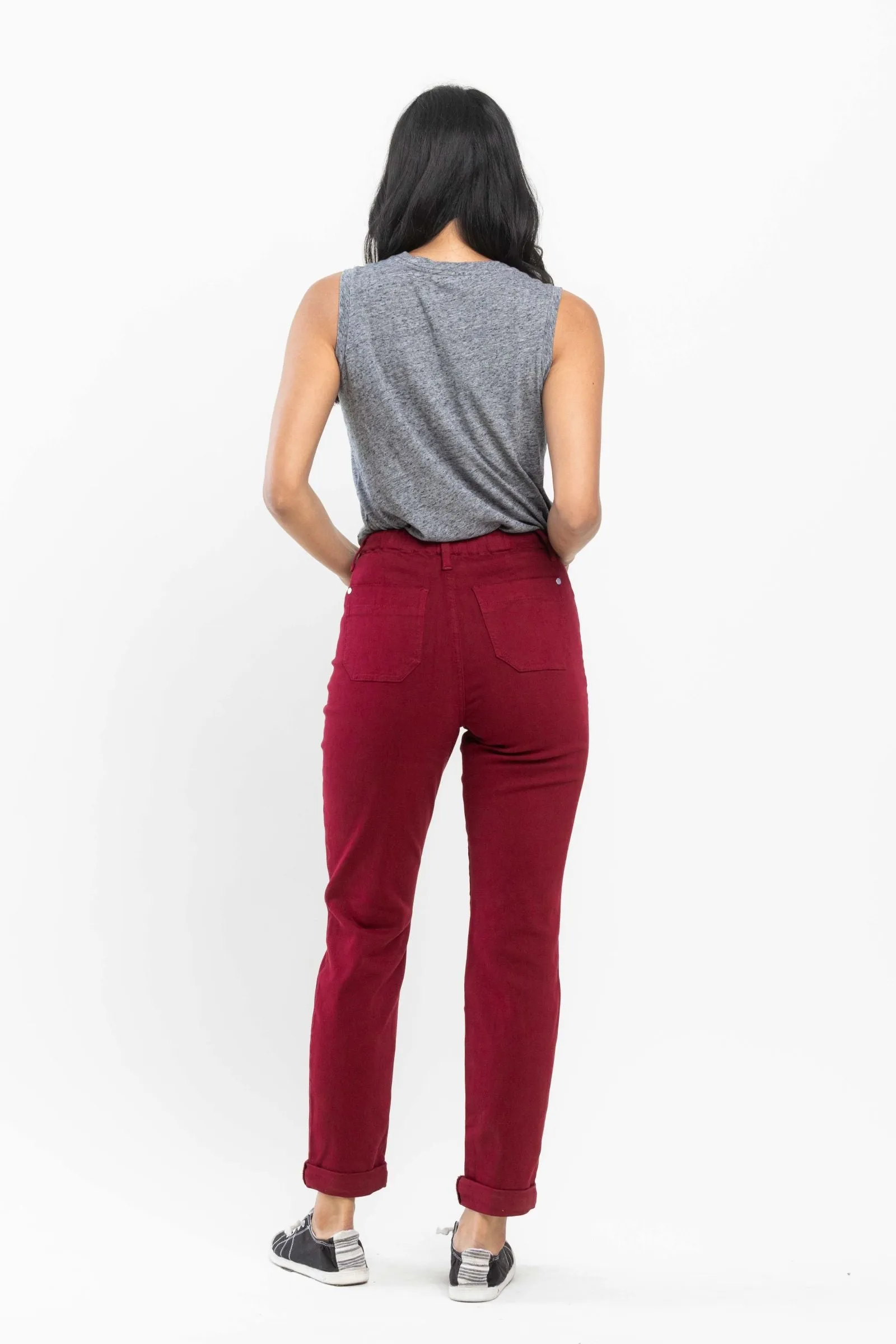 Judy Blue High Waist Pull On Double Cuff Jogger Scarlet Denim 88727
