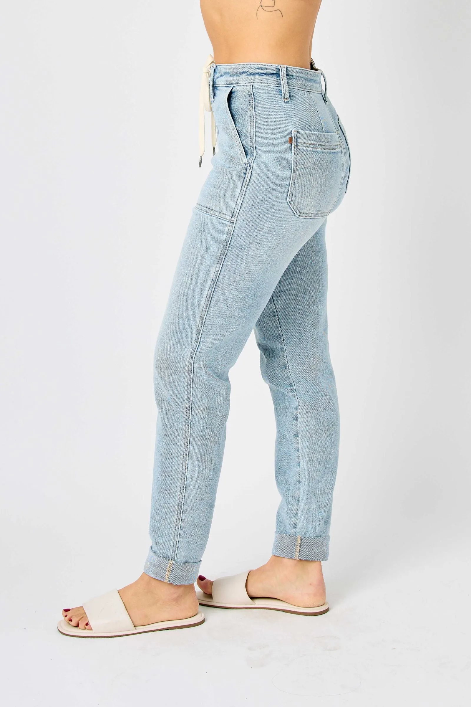 Judy Blue High Waist Vintage Double Cuffed Jogger Denim 88691