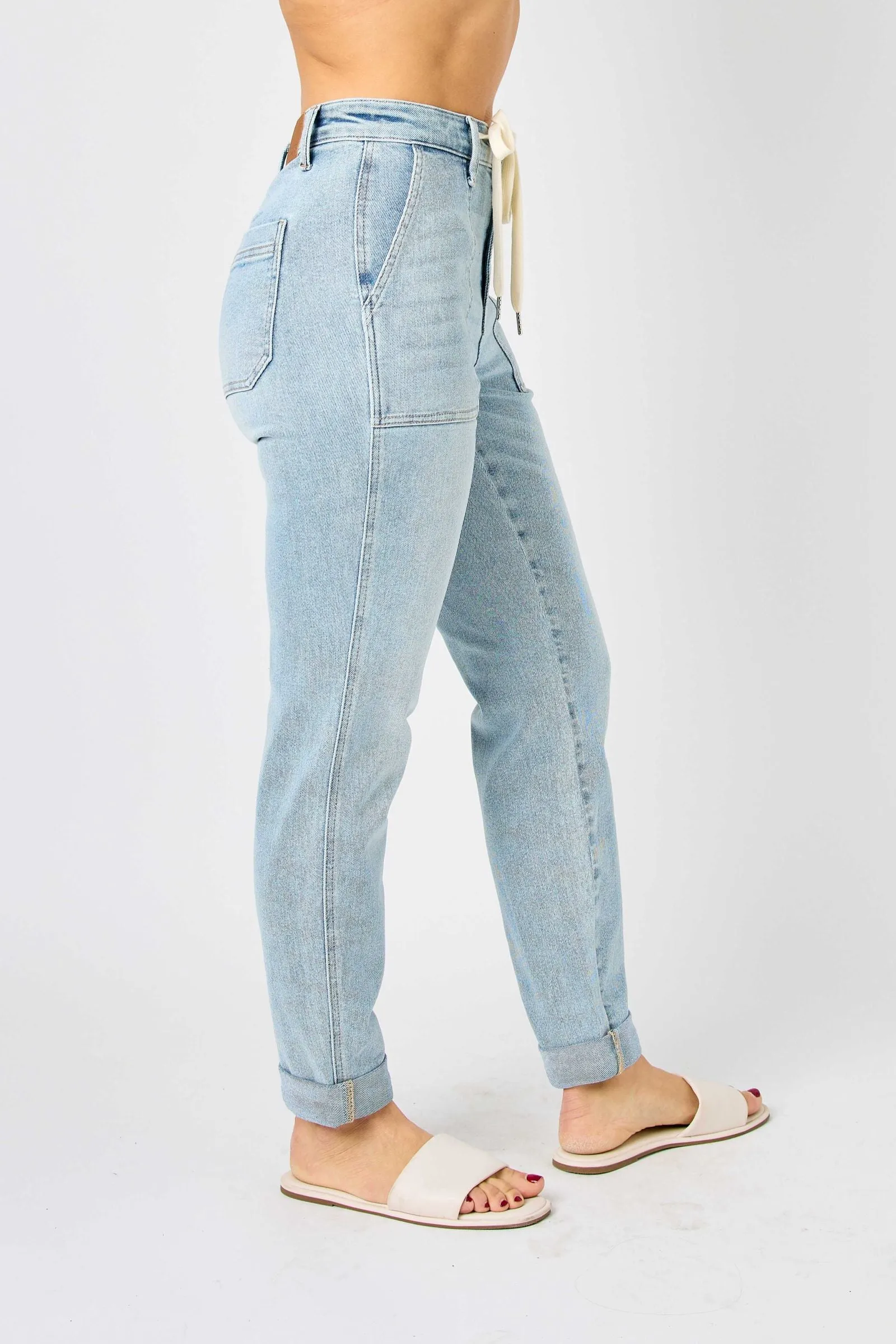 Judy Blue High Waist Vintage Double Cuffed Jogger Denim 88691
