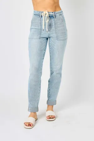 Judy Blue High Waist Vintage Double Cuffed Jogger Denim 88691