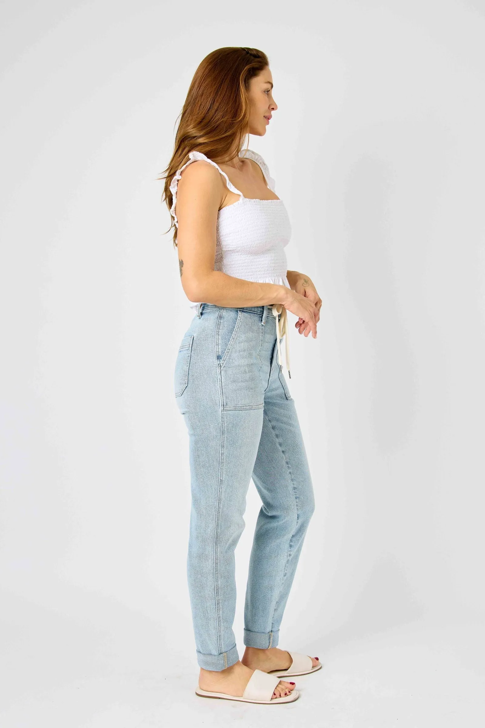 Judy Blue High Waist Vintage Double Cuffed Jogger Denim 88691