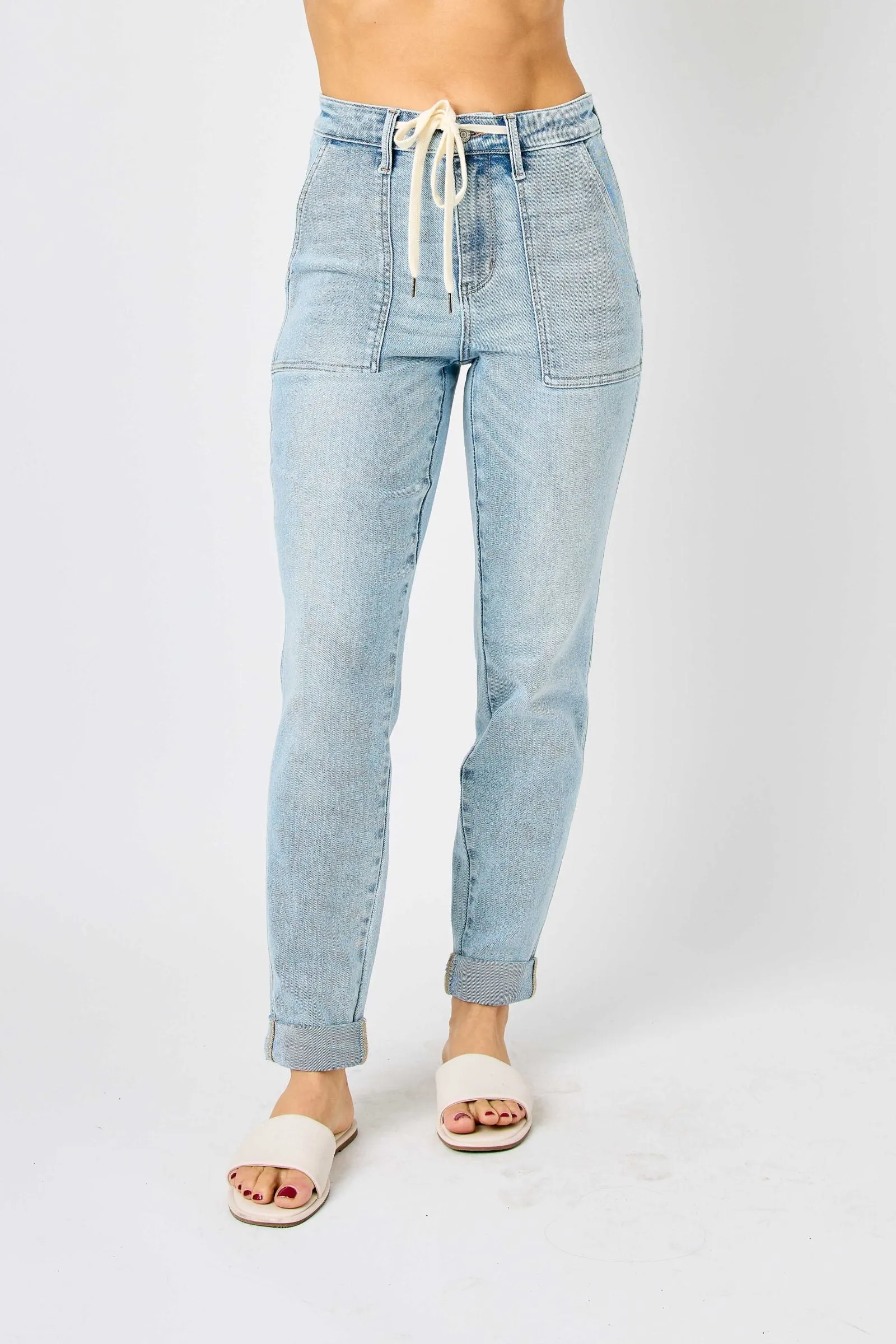 Judy Blue High Waist Vintage Double Cuffed Jogger Denim 88691