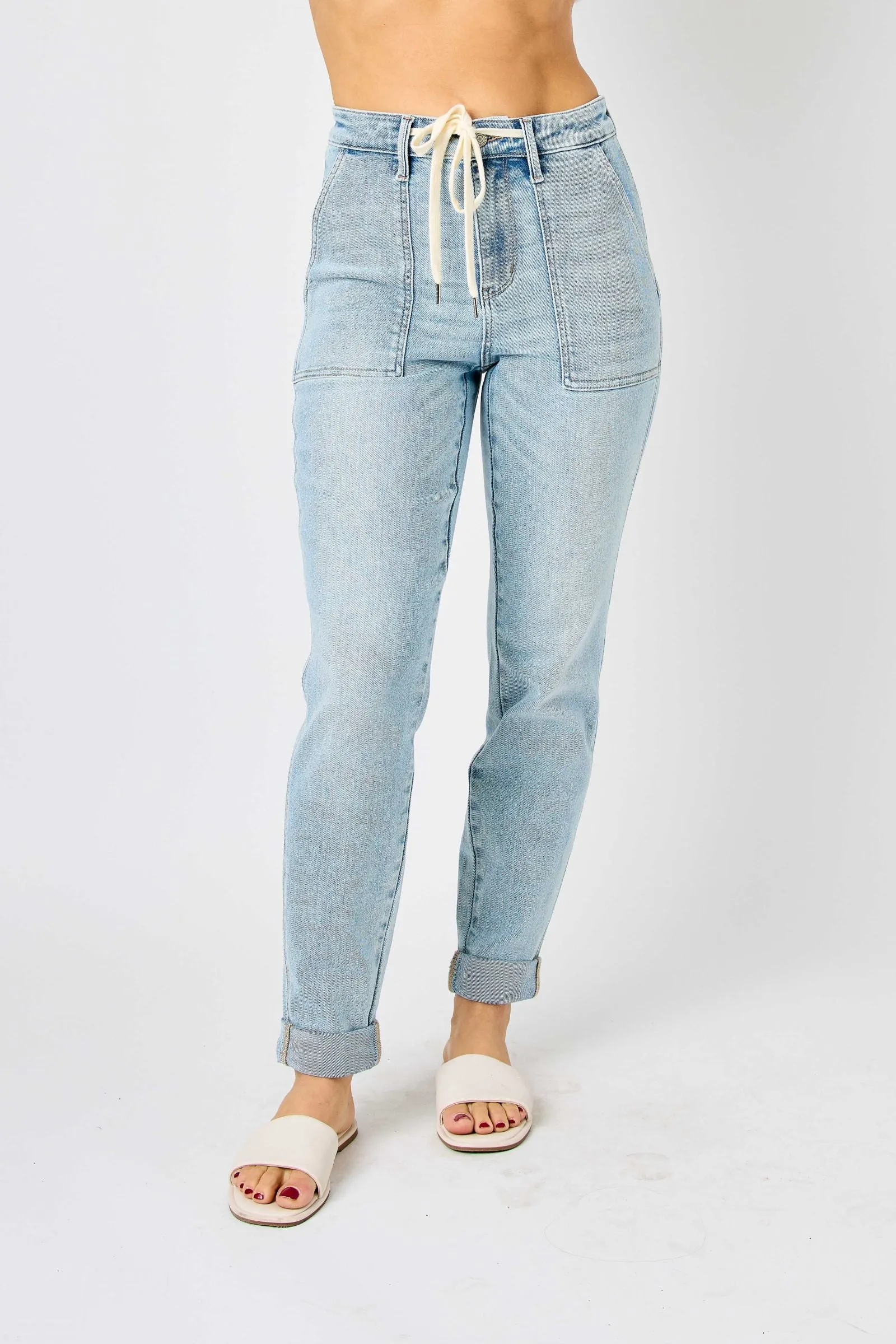 Judy Blue High Waist Vintage Double Cuffed Jogger Denim 88691