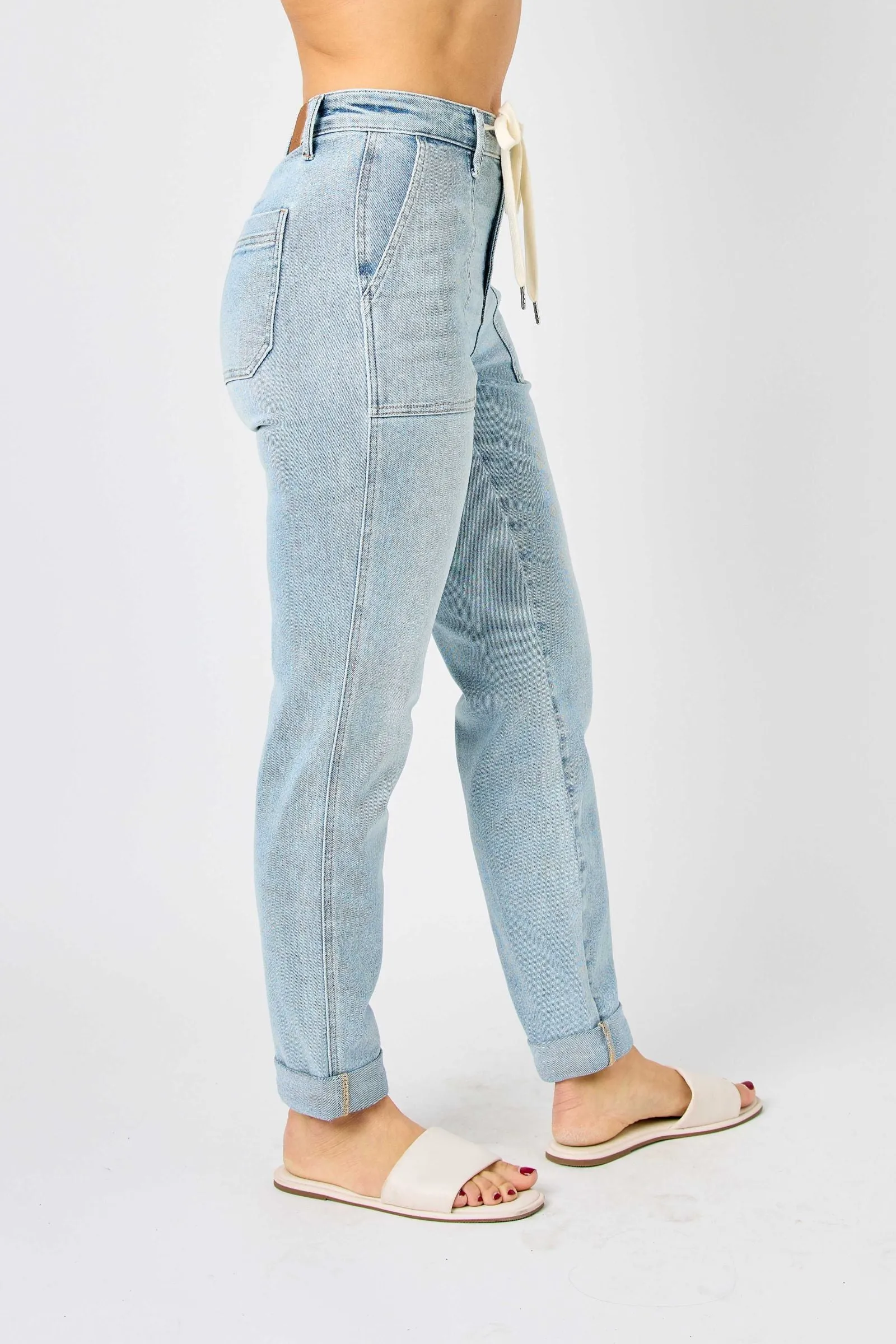Judy Blue High Waist Vintage Double Cuffed Jogger Denim 88691