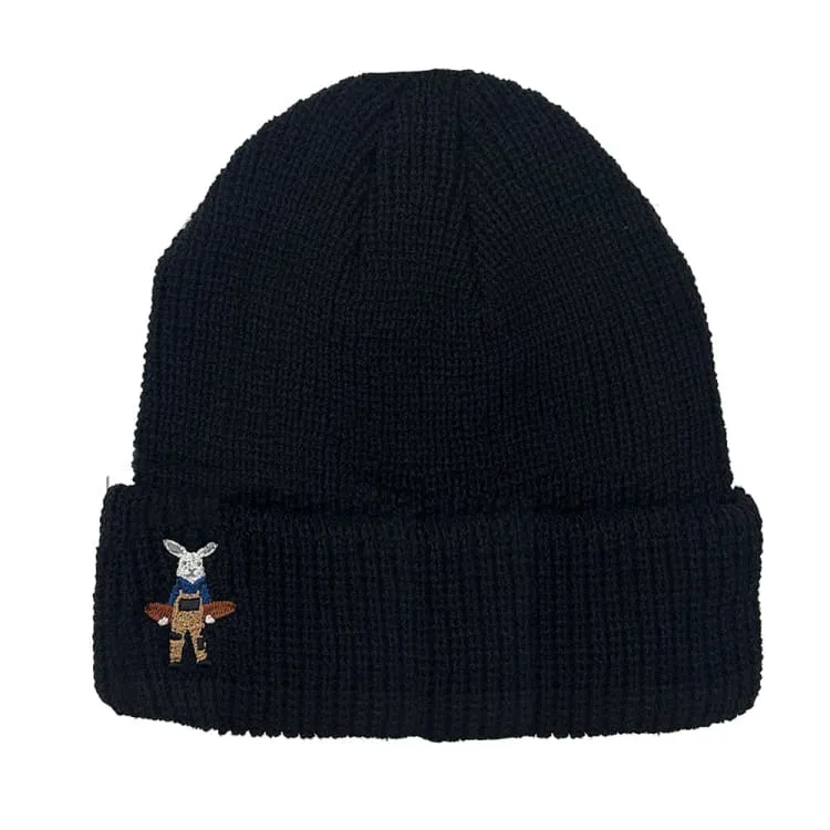 Keep White Rabbit Beanies-BLACK