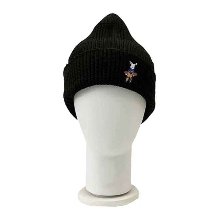Keep White Rabbit Beanies-BLACK