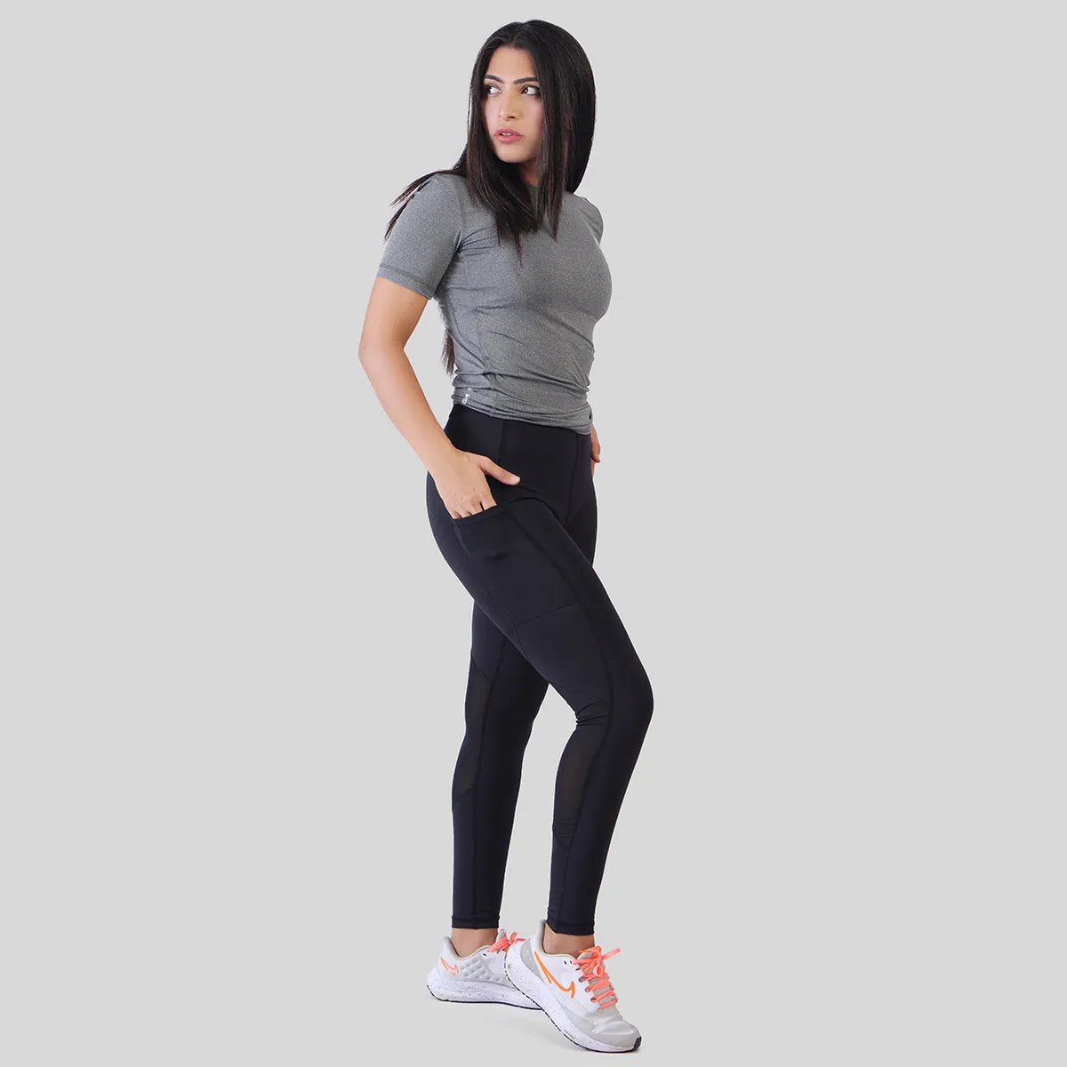 Knee Mesh Leggings (Black)