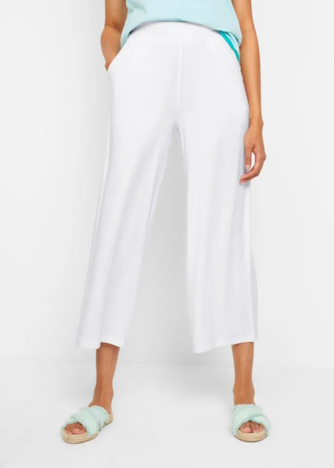 Knitted trousers, length 7-8 Bpc Bonprix Collection, white