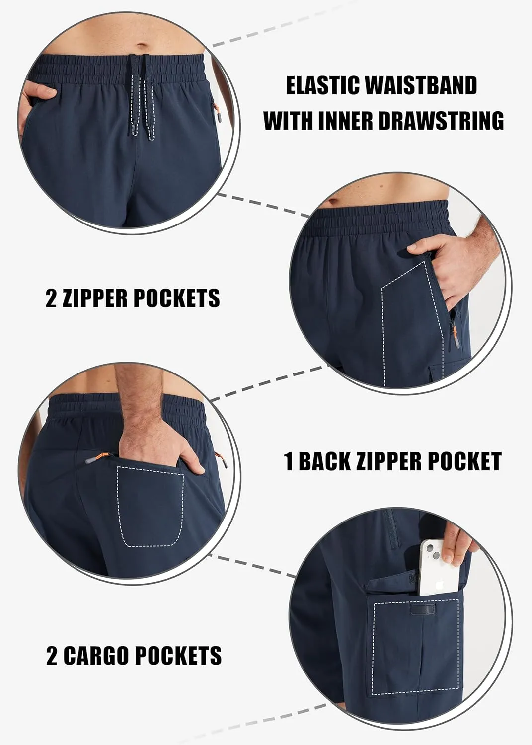 Libin Men's Hiking Cargo Shorts Lightweight Quick Dry Athletic Casual Shorts for Golf Outdoor Active Zipper Pockets