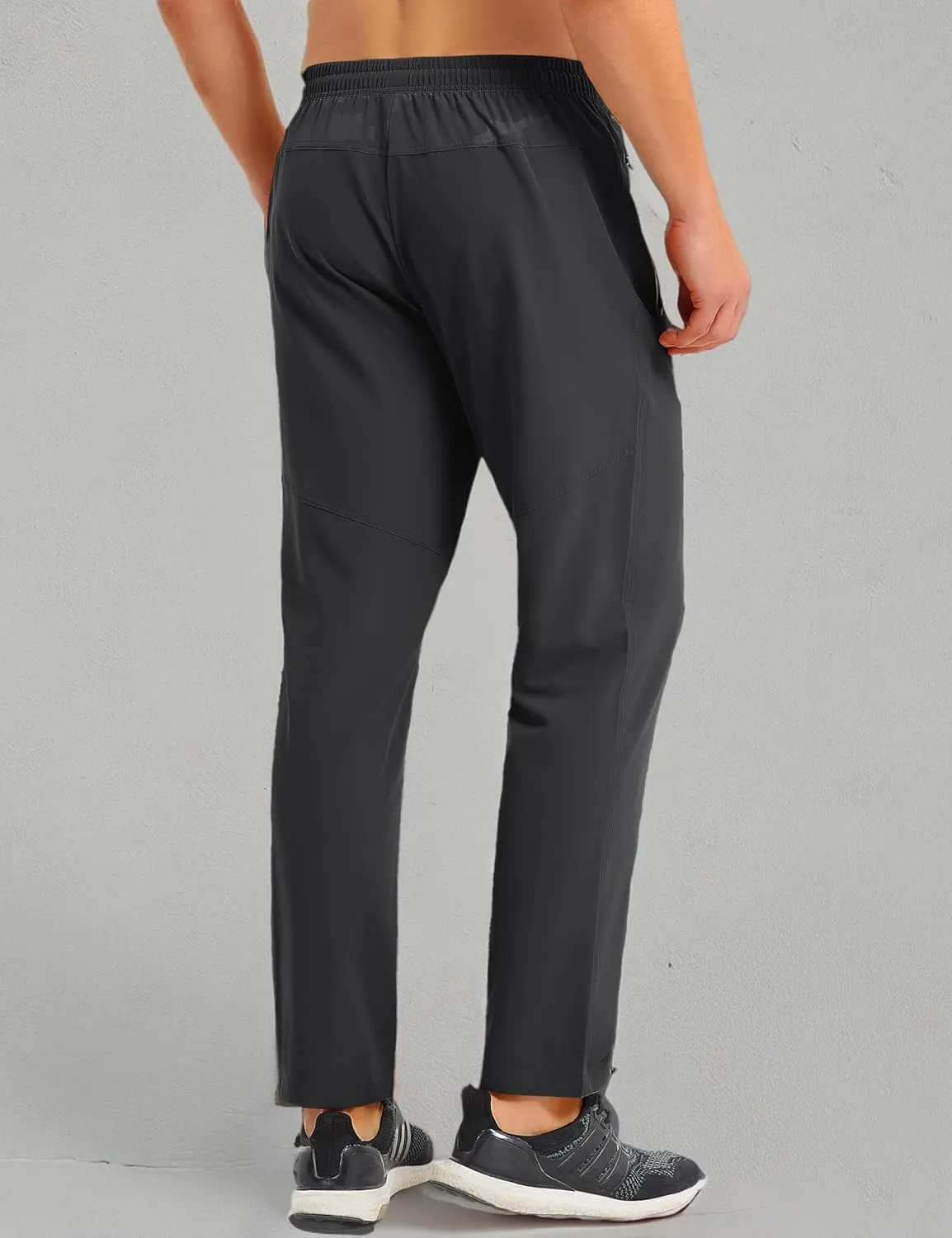 MAGCOMSEN Men's Lightweight Hiking Pants Quick Dry Running Pants with Zipper Pockets Open Bottom Sweatpants Workout