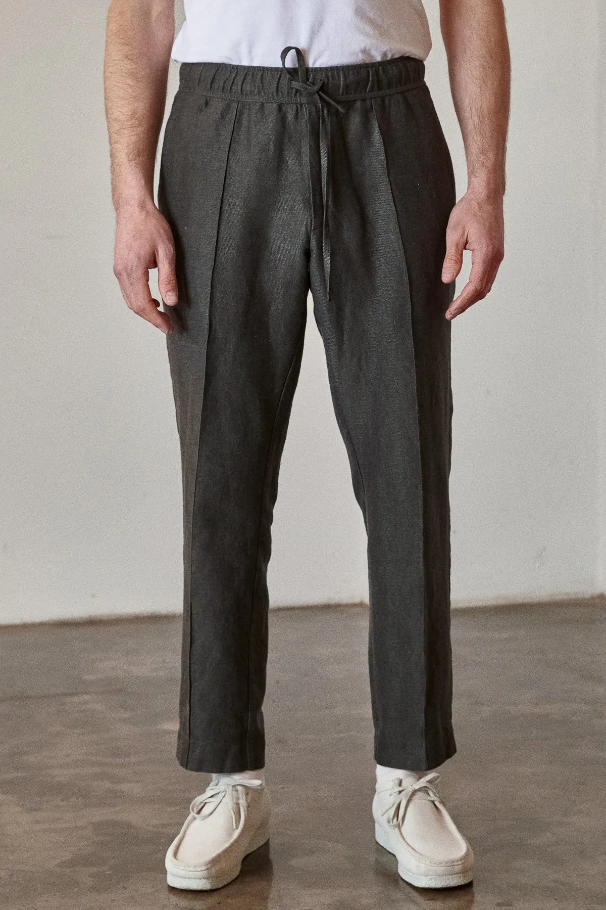 MAX trousers winter linen steel