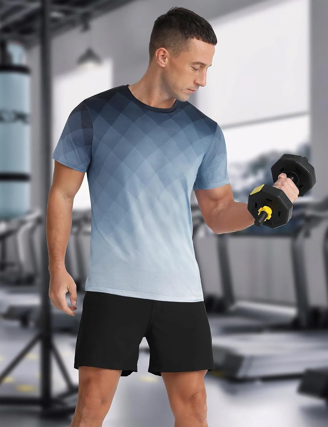 Men's Athletic T-Shirt Performance Gym Shirt Quick Dry Moisture Wicking Running Workout Short Sleeve Tops