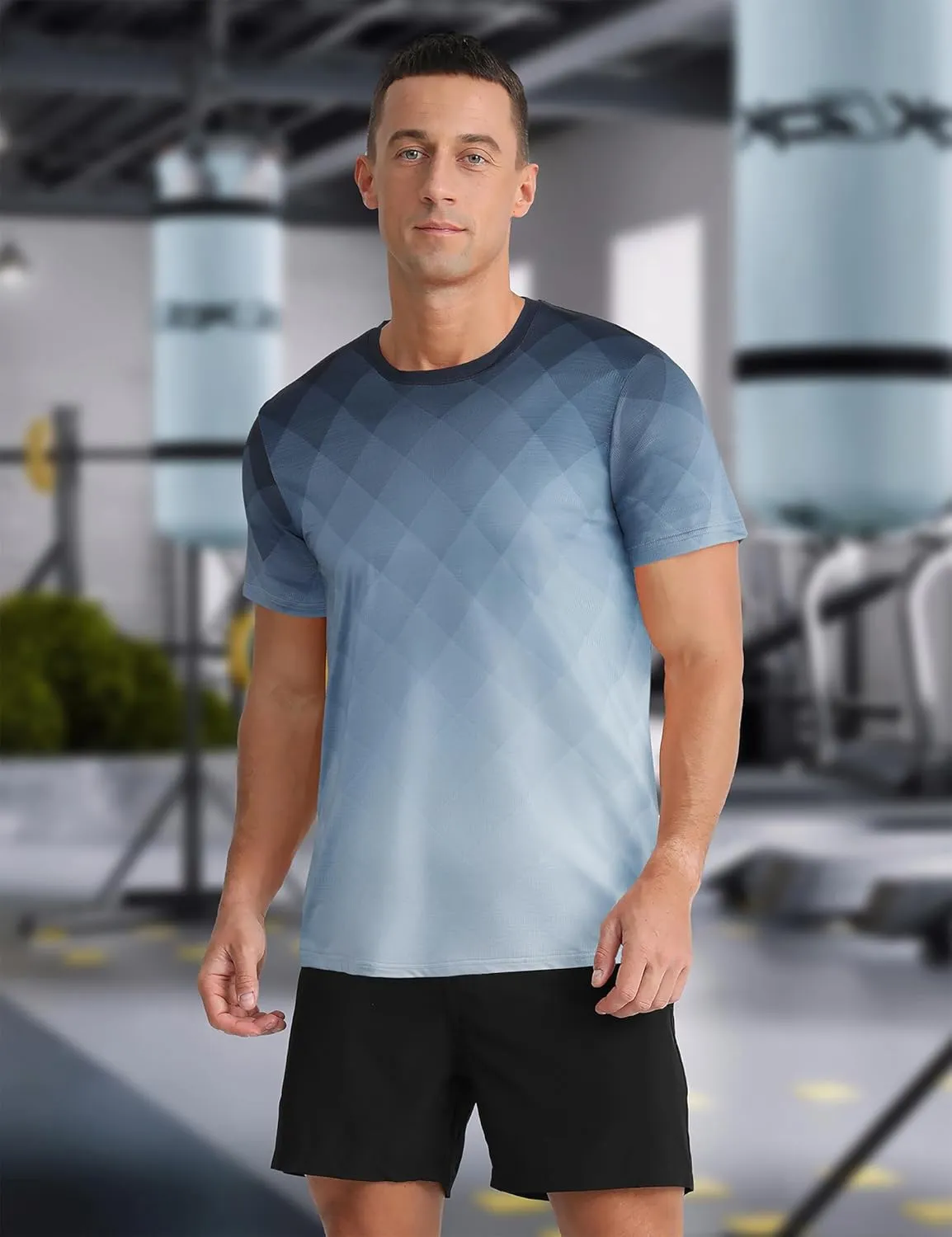 Men's Athletic T-Shirt Performance Gym Shirt Quick Dry Moisture Wicking Running Workout Short Sleeve Tops