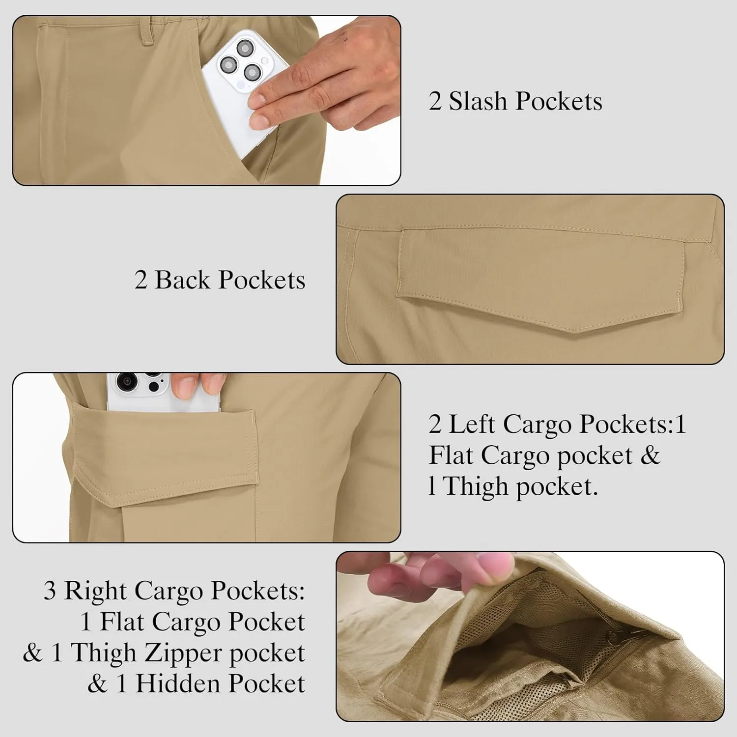 mixtiq Mens Hiking Cargo Shorts Lightweight Quick Dry Water Resistant for Golf Fishing Summer Travel Casual with 9 Pockets