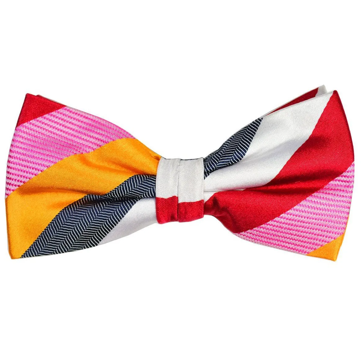 Multi-color Striped Silk Bow Tie and Pocket Square