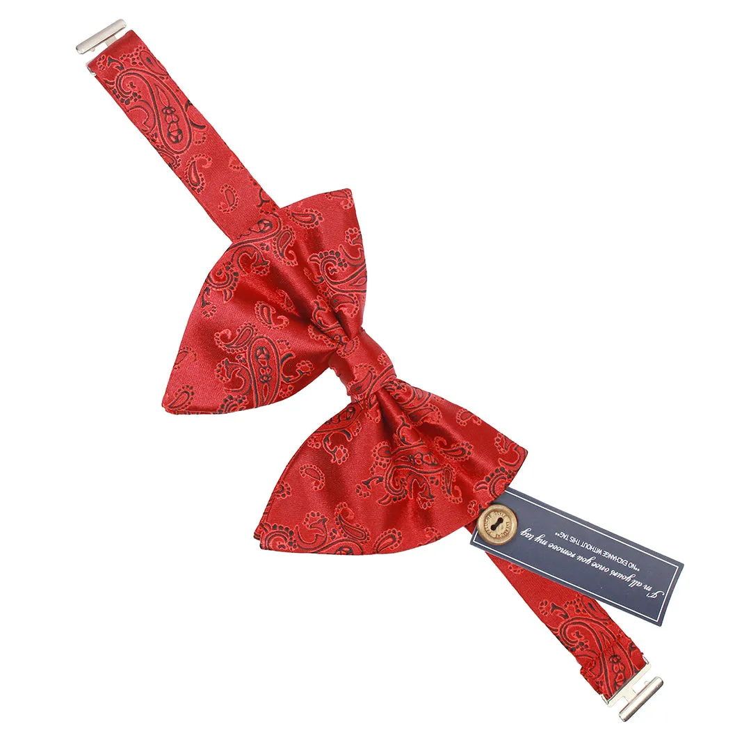 Peluche Fab Red Cummerbund, Bow Tie & Pocket Square Set