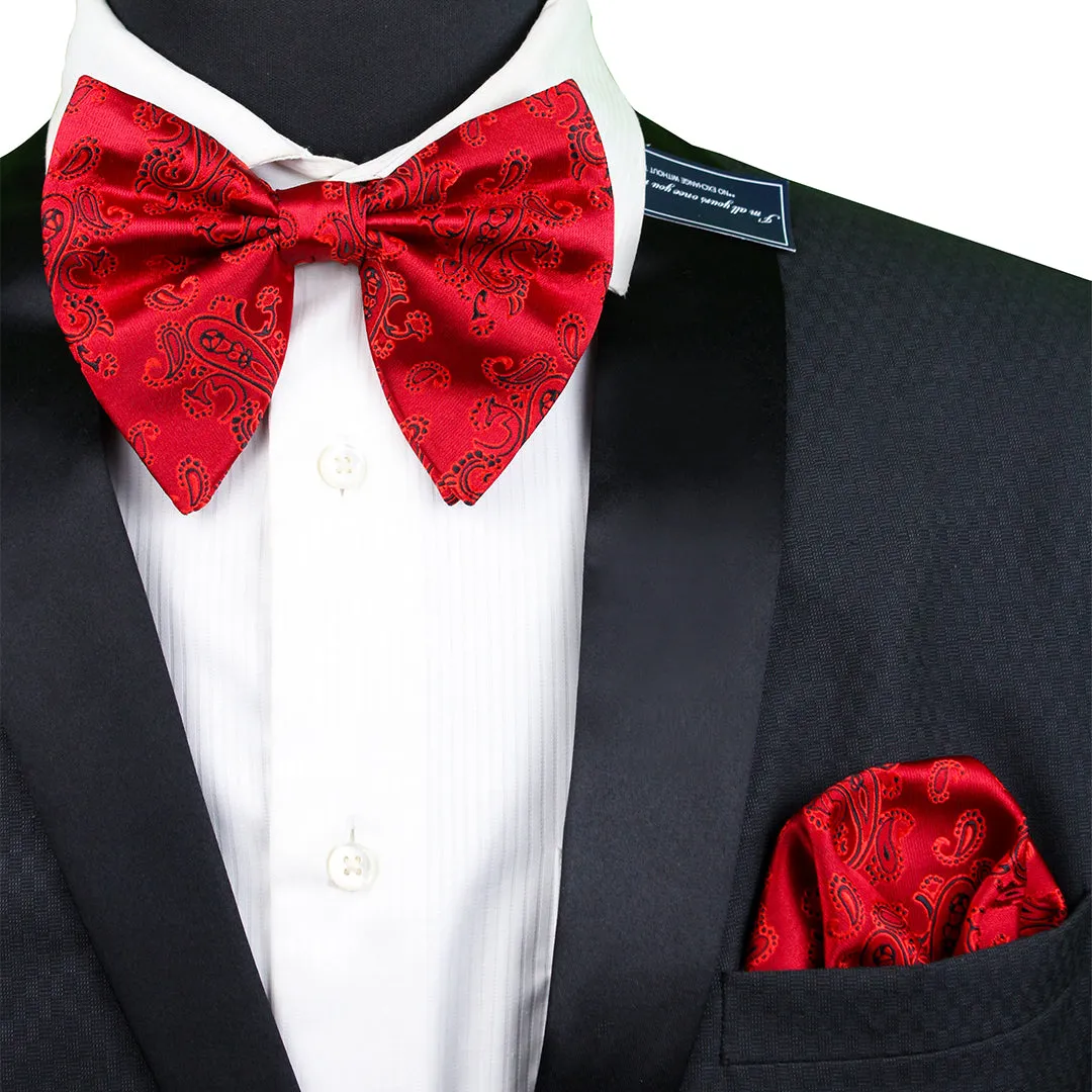 Peluche Fab Red Cummerbund, Bow Tie & Pocket Square Set
