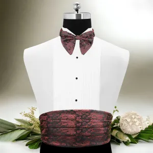 Peluche Fine Elegance Black Cummerbund, Bow Tie & Pocket Square Set