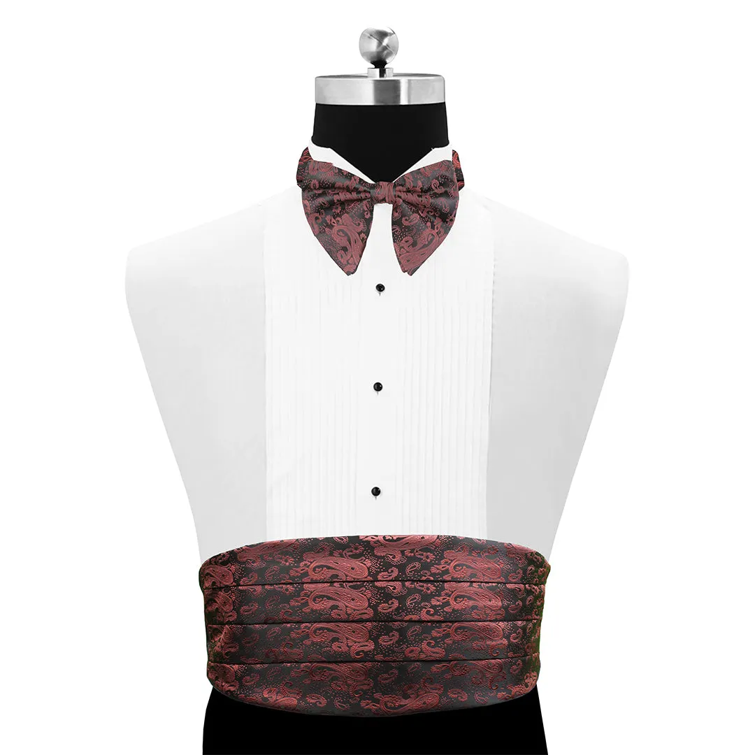 Peluche Fine Elegance Black Cummerbund, Bow Tie & Pocket Square Set
