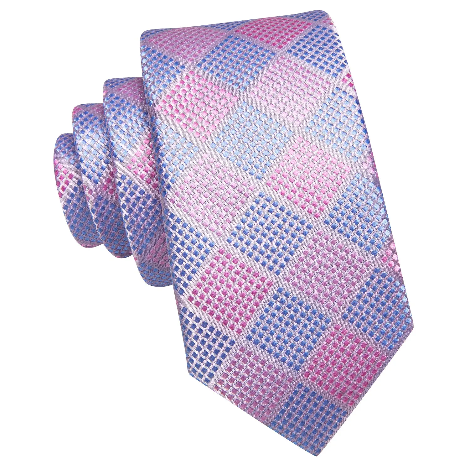Pink Blue Plaid Children's Kids Boys Tie Pocket Square 6cm