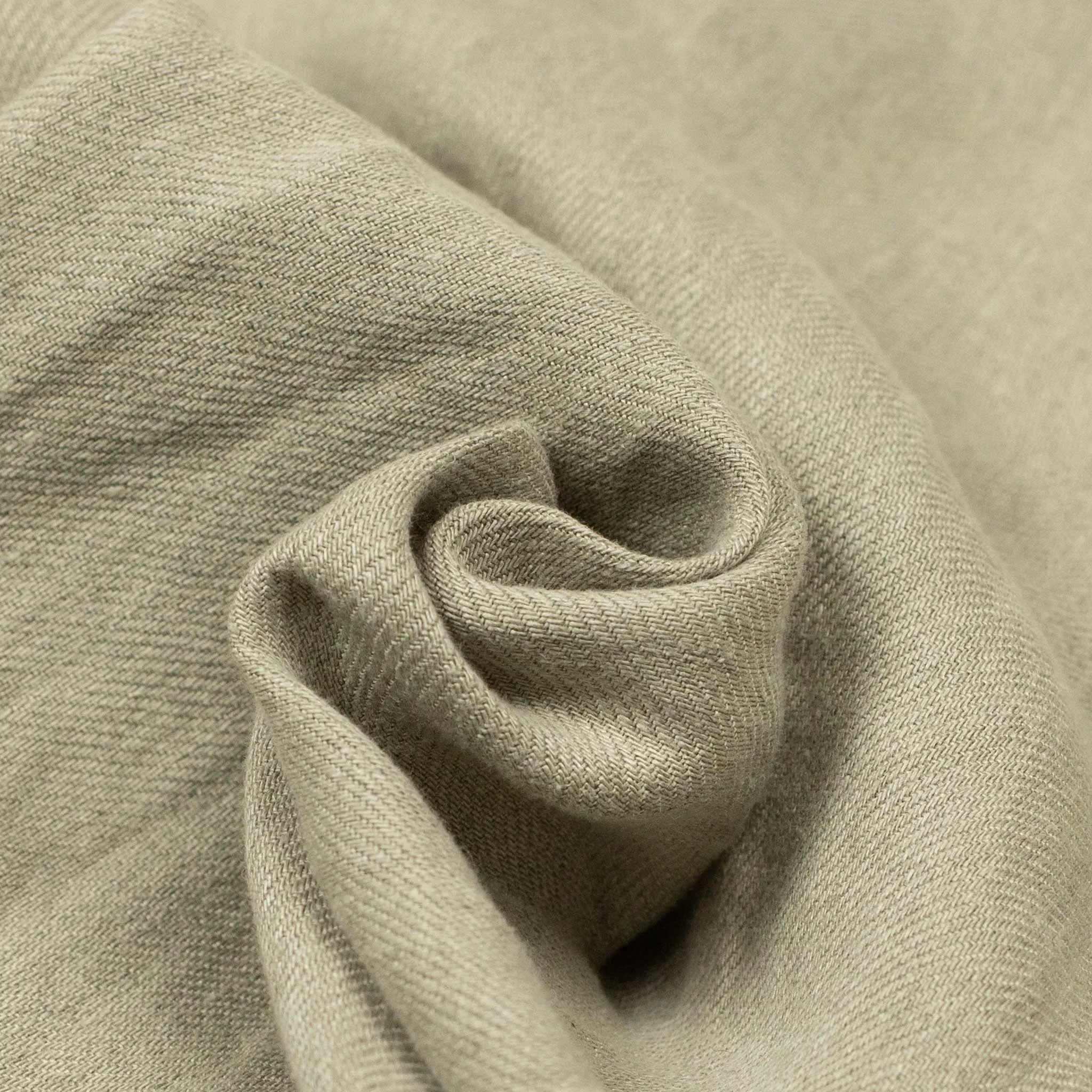 Pleated drawstring trousers in soft oatmeal washed linen twill