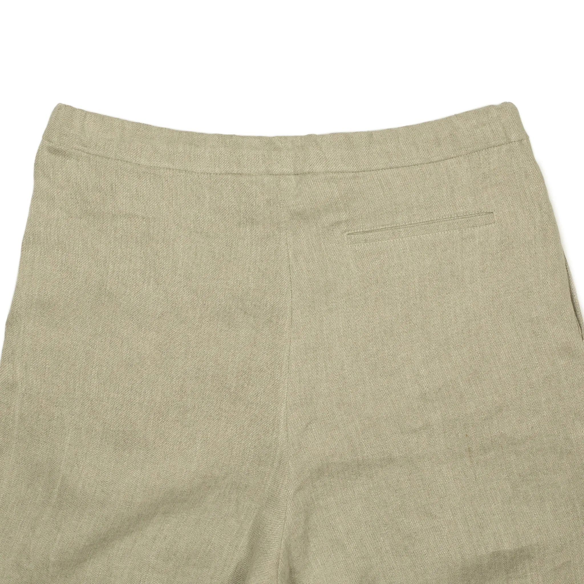 Pleated drawstring trousers in soft oatmeal washed linen twill