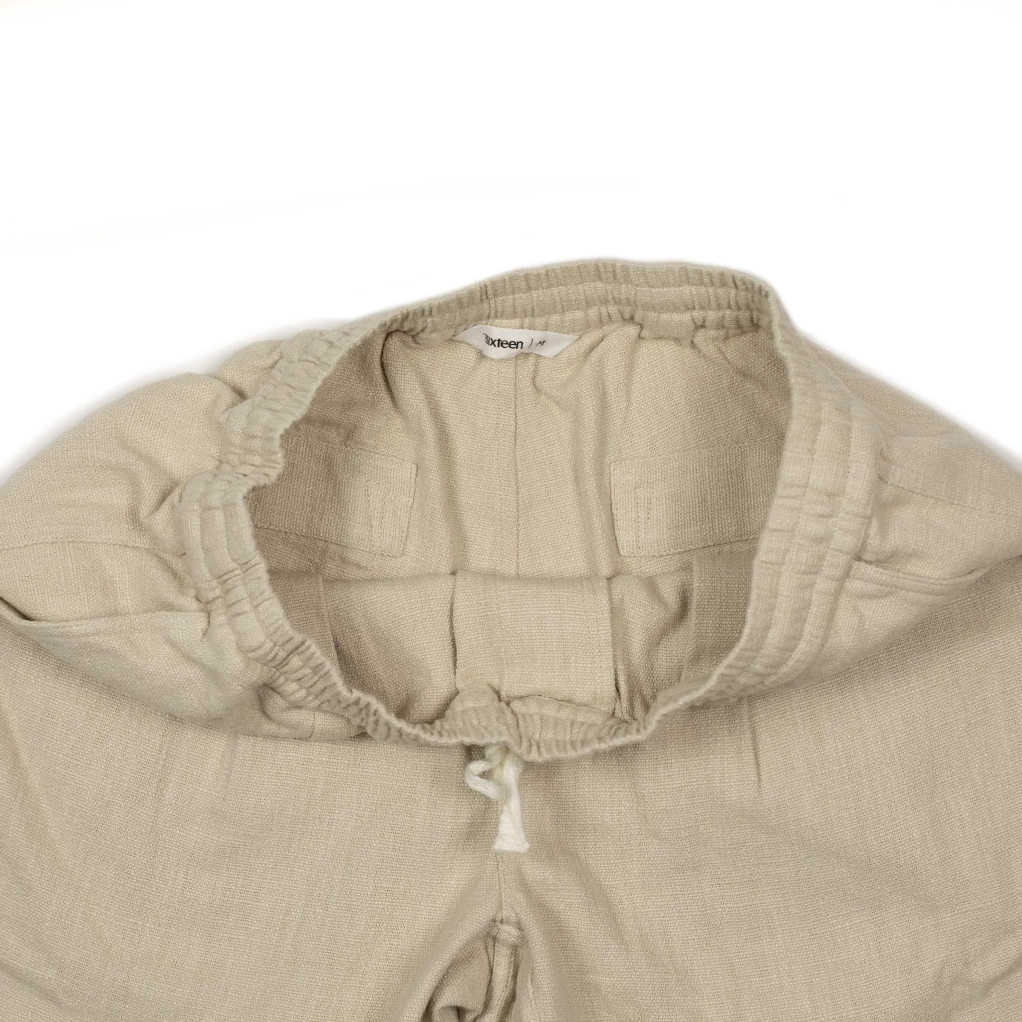 Pleated easy pants in alabaster linen cotton