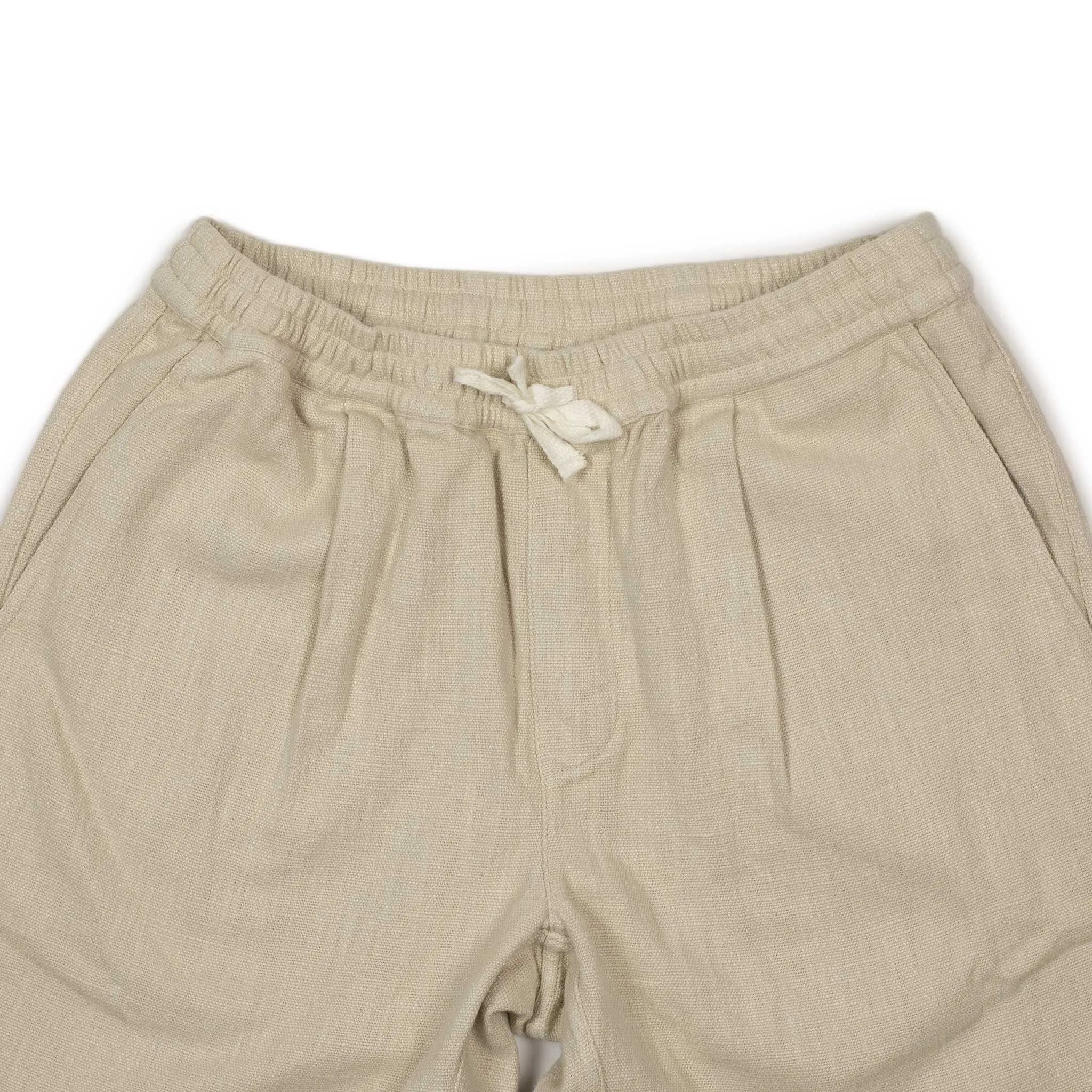Pleated easy pants in alabaster linen cotton