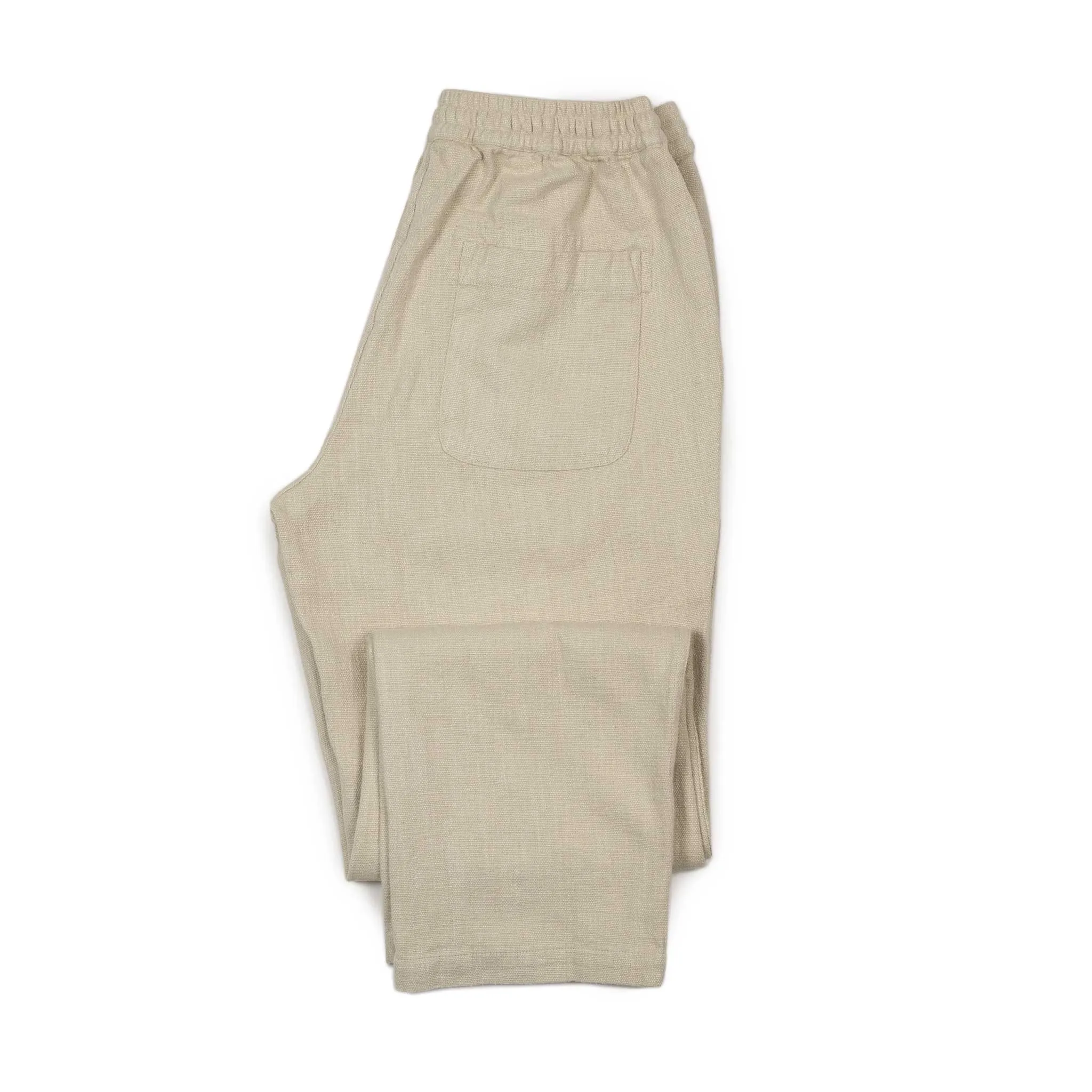 Pleated easy pants in alabaster linen cotton
