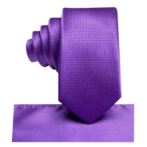Purple Solid Children's Kids Boys Tie Pocket Square 6cm