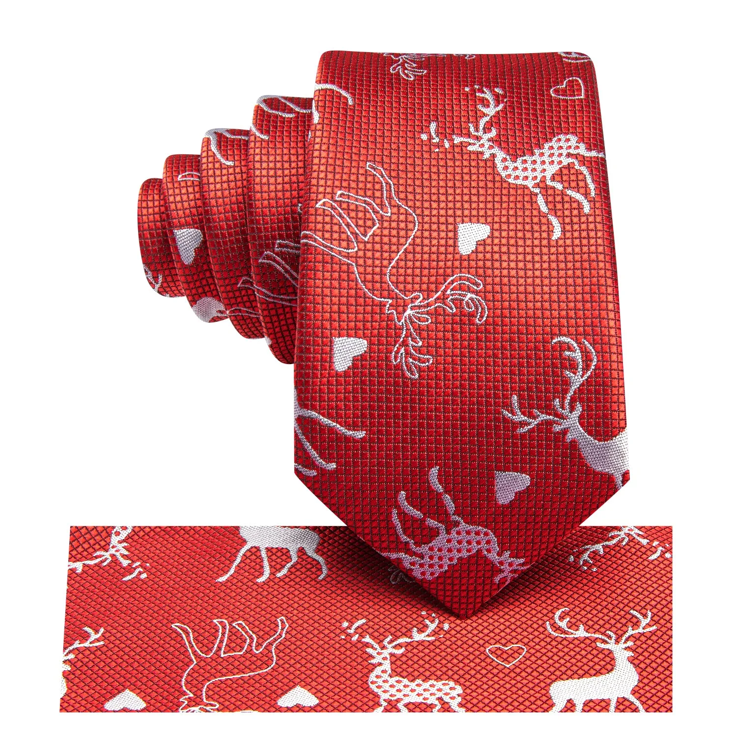 Red Christmas Deer Children's Tie Pocket Square