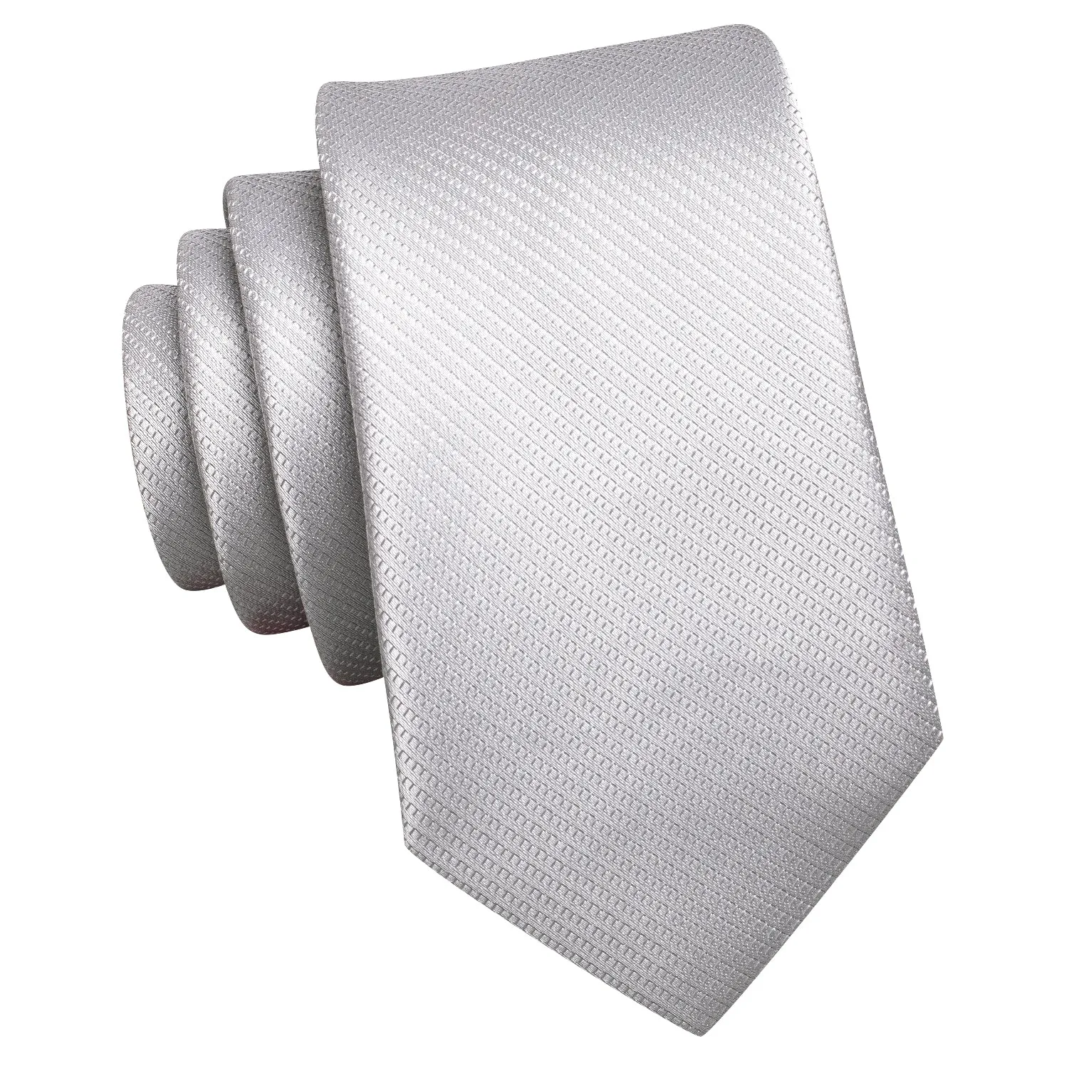 Silver Solid Children's Kids Boys Tie Pocket Square 6cm