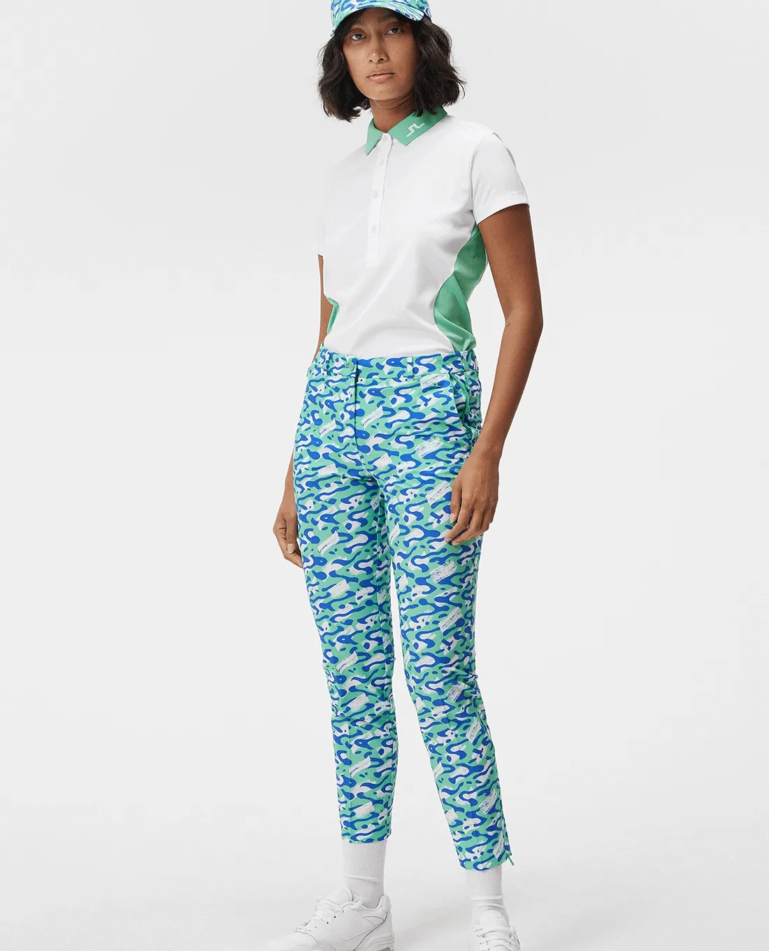 SIZE 12-14 - J.Lindeberg Pia Print Golf Pant 27.5'' Caldera Jade Cream