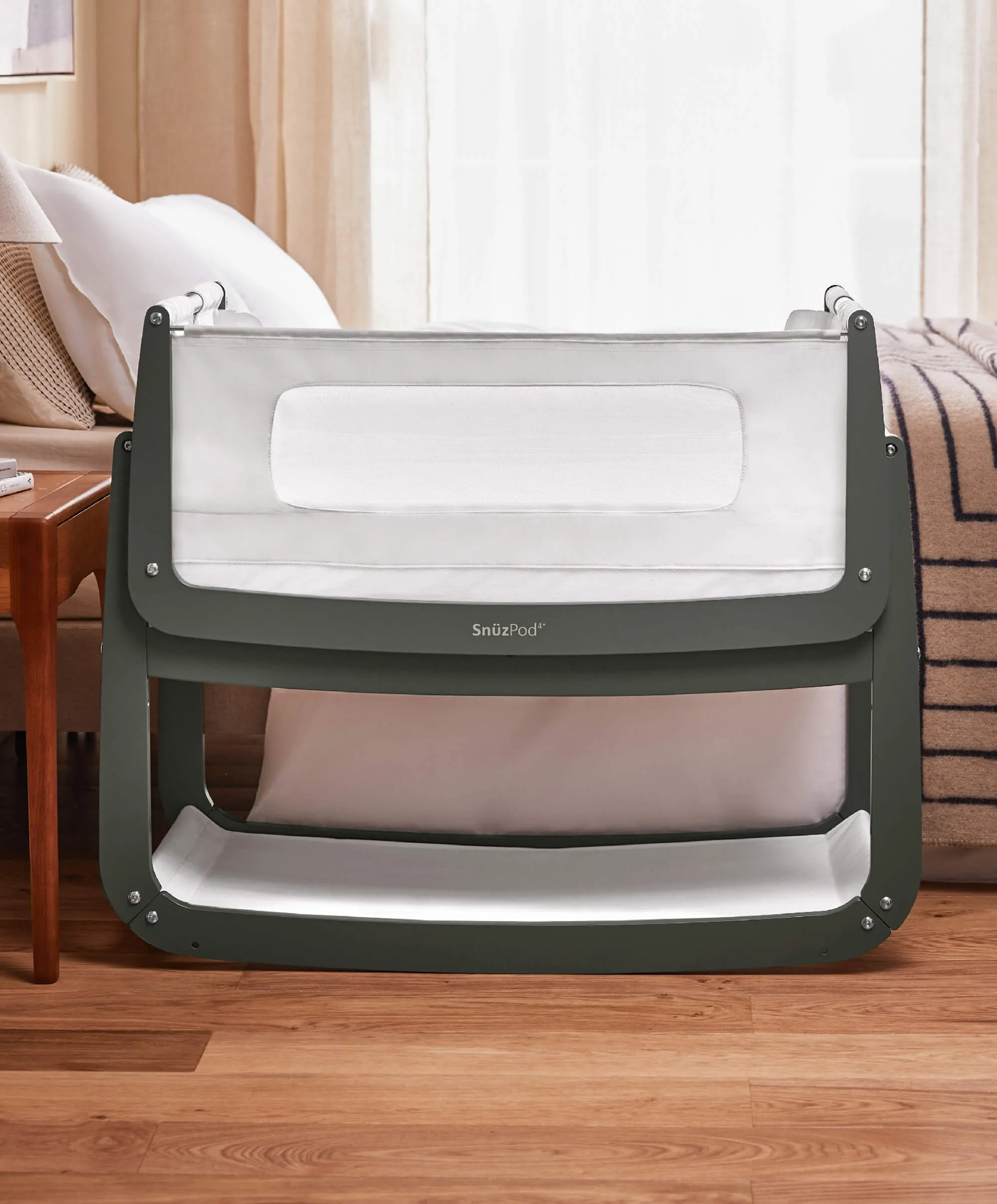 SnuzPod4 Bedside Crib - Sage Green