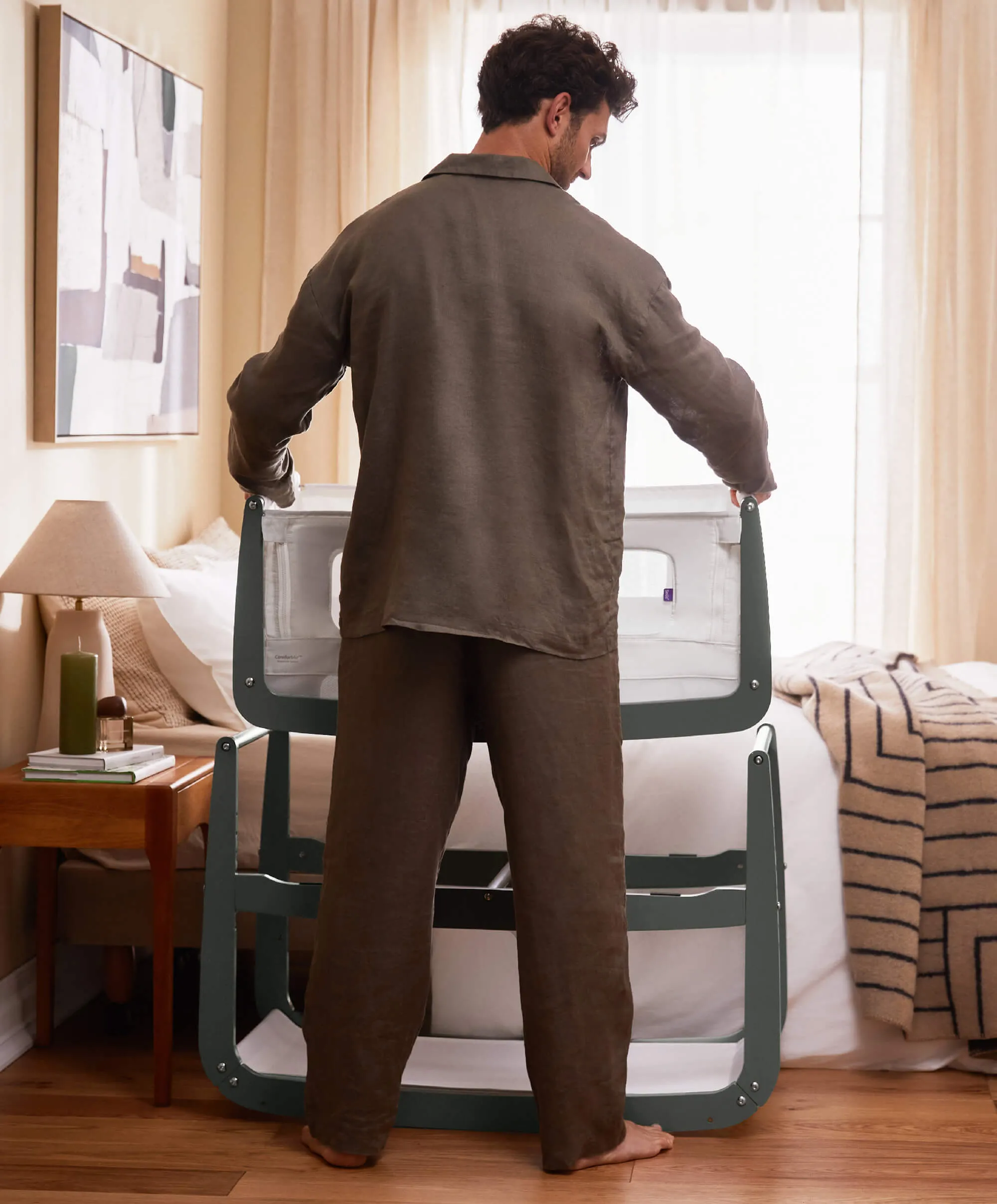 SnuzPod4 Bedside Crib - Sage Green