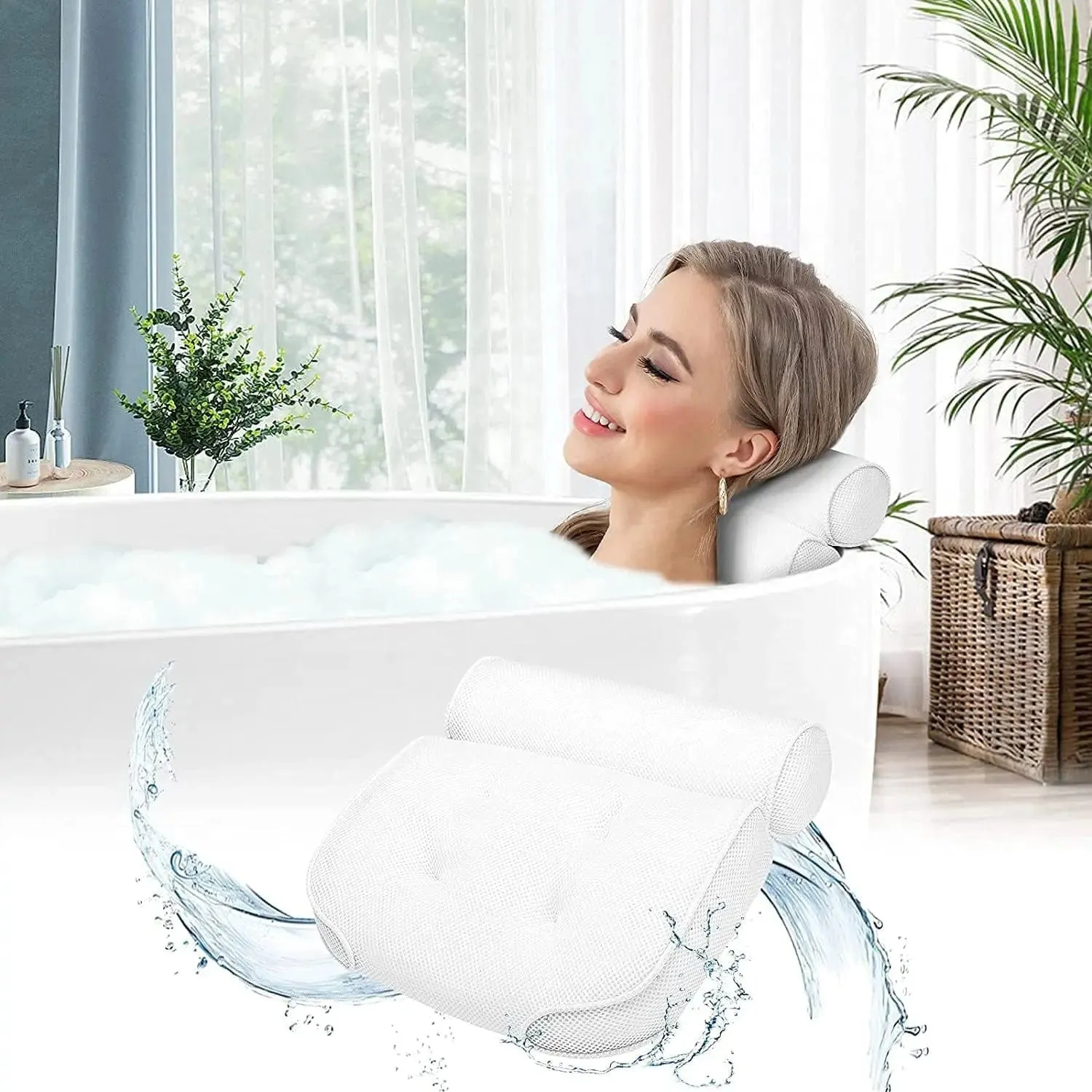 Spa Mesh Bath Pillow Soft Comfort Head Neck Support 36cm