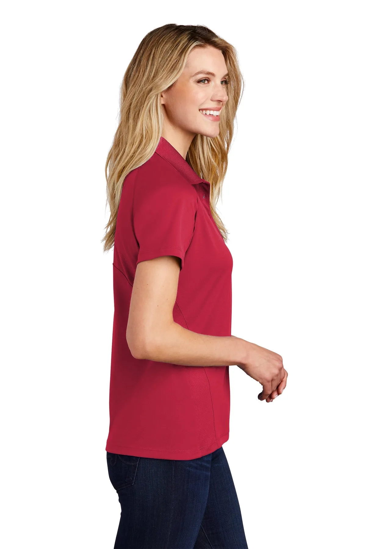 Sport-Tek Ladies Dri-Mesh Customized Pro Polos, Engine Red