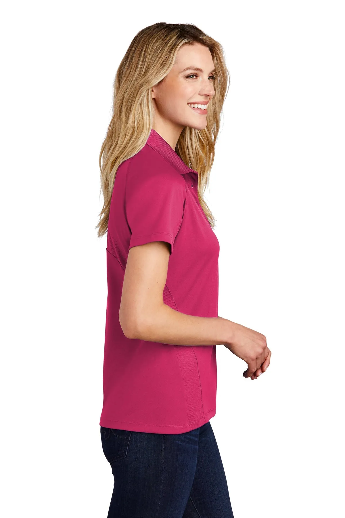 Sport-Tek Ladies Dri-Mesh Customized Pro Polos, Pink Raspberry