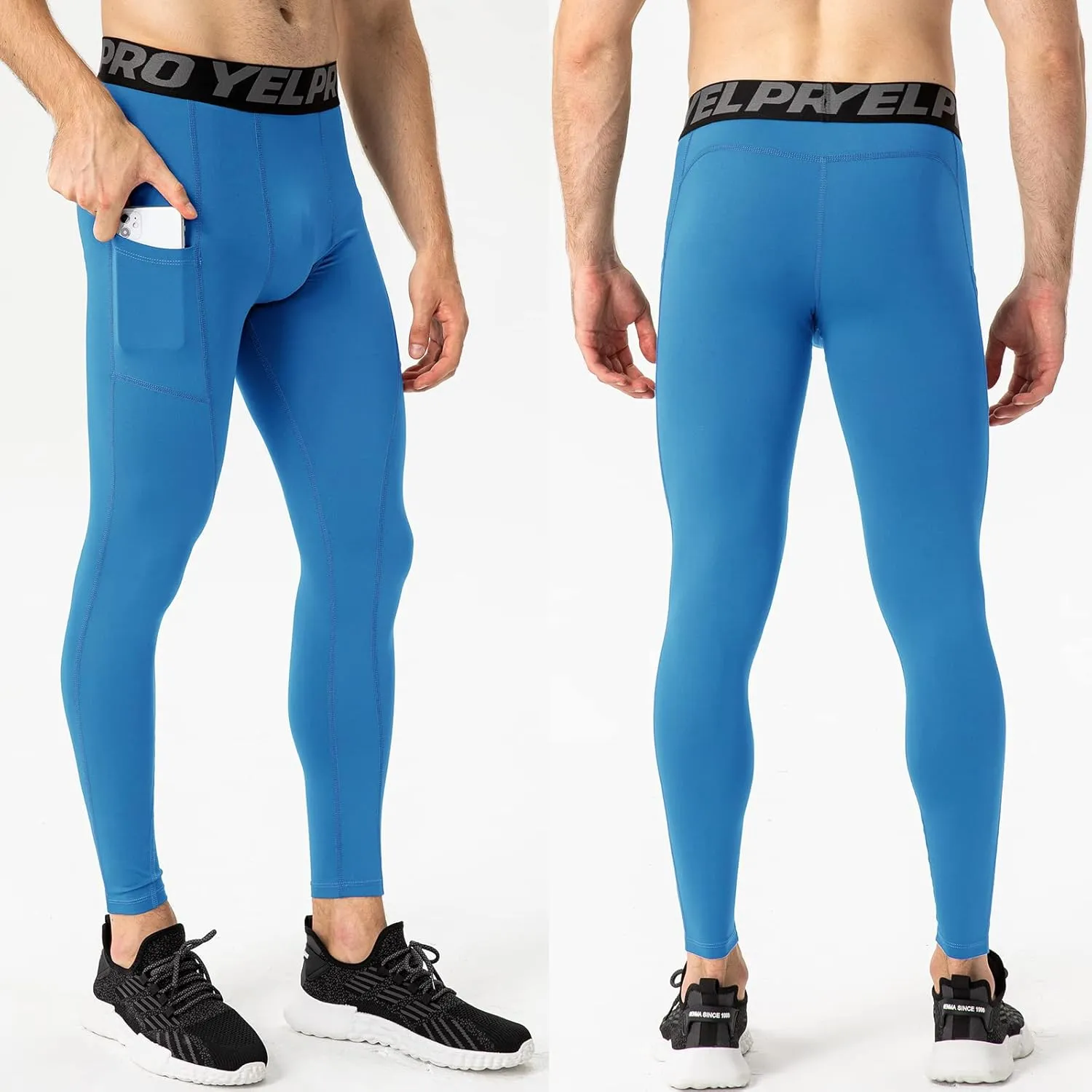 SPVISE 2 or 3 Pack Men's Compression Pants Leggings Running Tights with Pocket Cool Dry Workout Base Layer Athletic Gym Pants