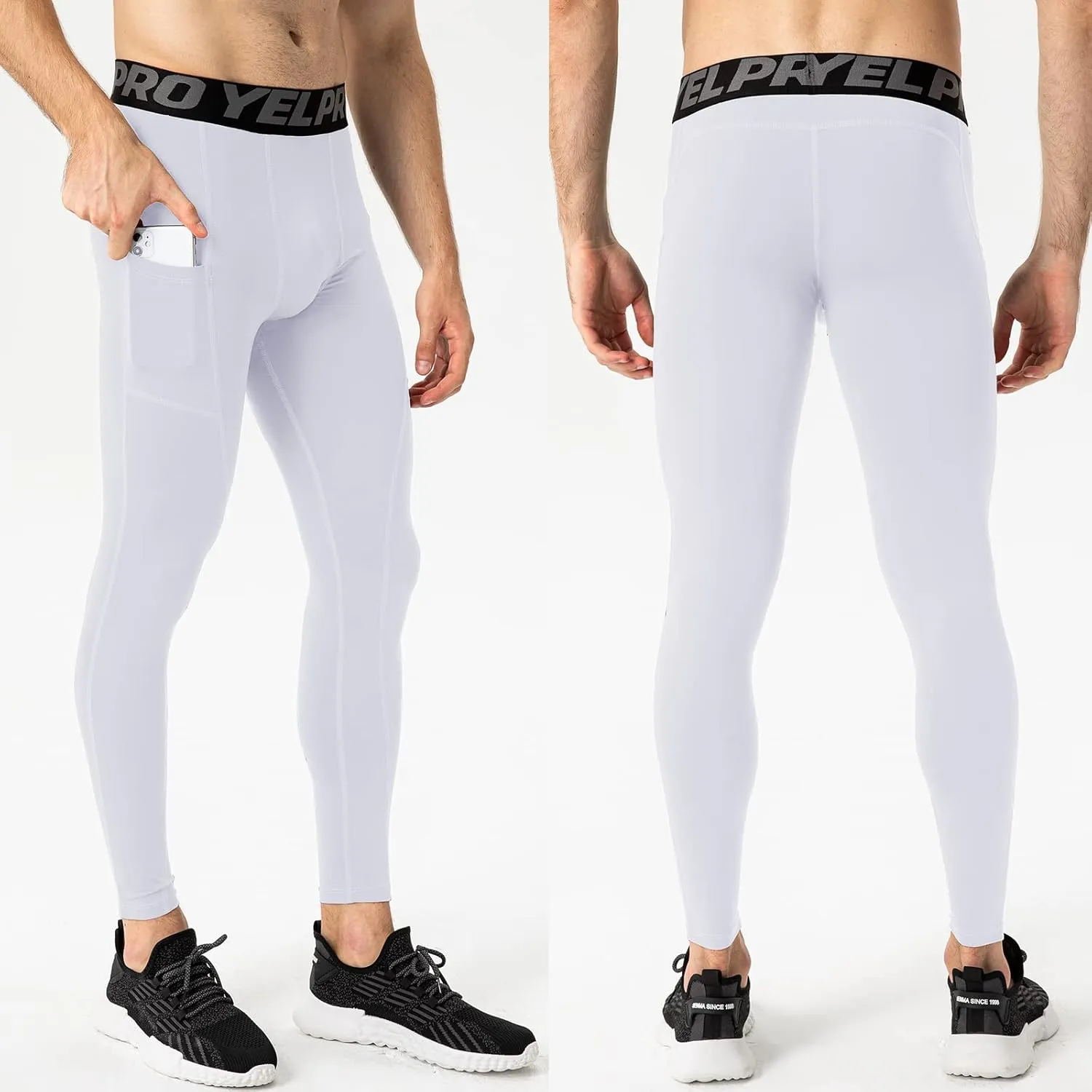 SPVISE 2 or 3 Pack Men's Compression Pants Leggings Running Tights with Pocket Cool Dry Workout Base Layer Athletic Gym Pants