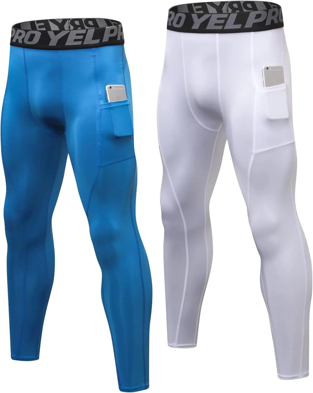 SPVISE 2 or 3 Pack Men's Compression Pants Leggings Running Tights with Pocket Cool Dry Workout Base Layer Athletic Gym Pants