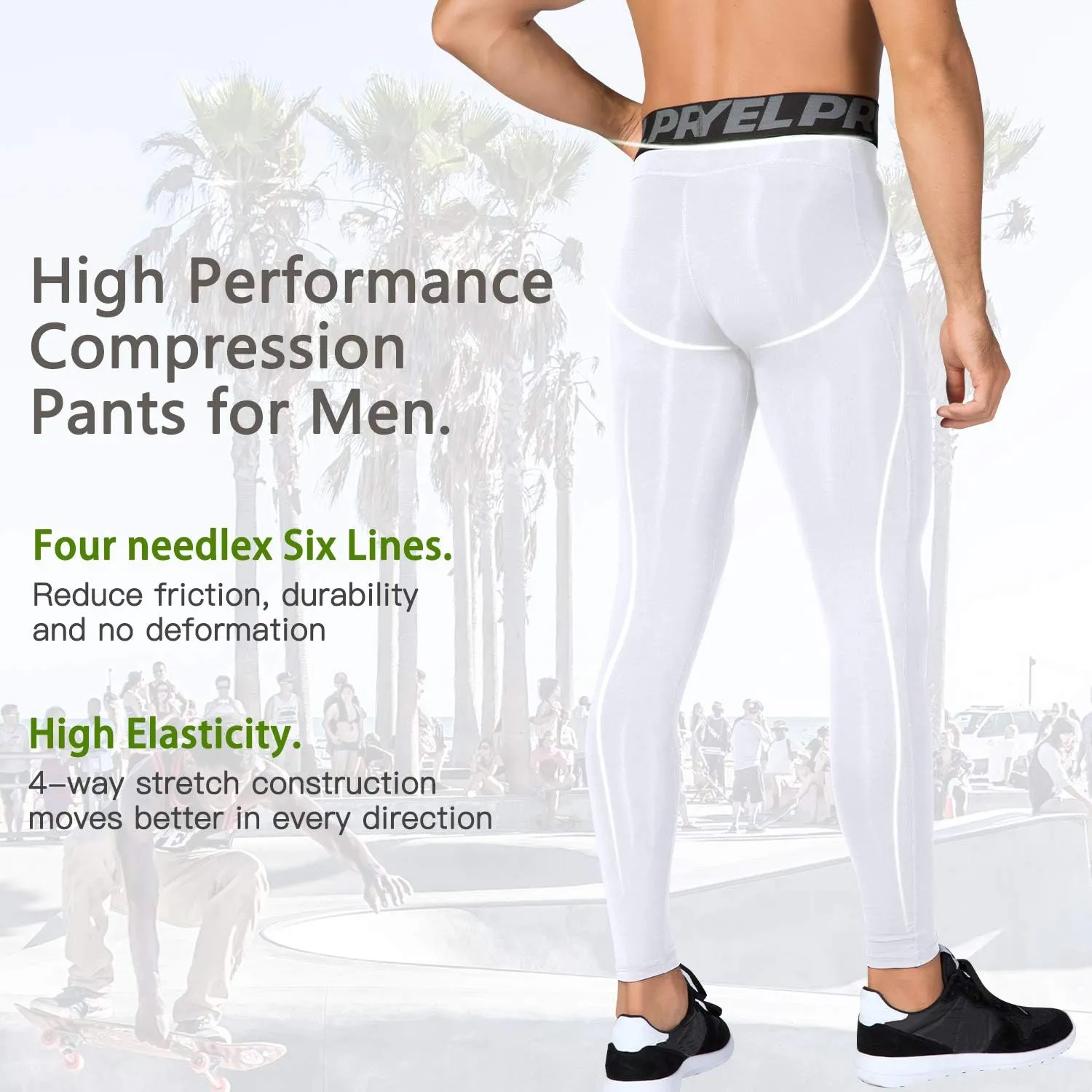 SPVISE 2 or 3 Pack Men's Compression Pants Leggings Running Tights with Pocket Cool Dry Workout Base Layer Athletic Gym Pants