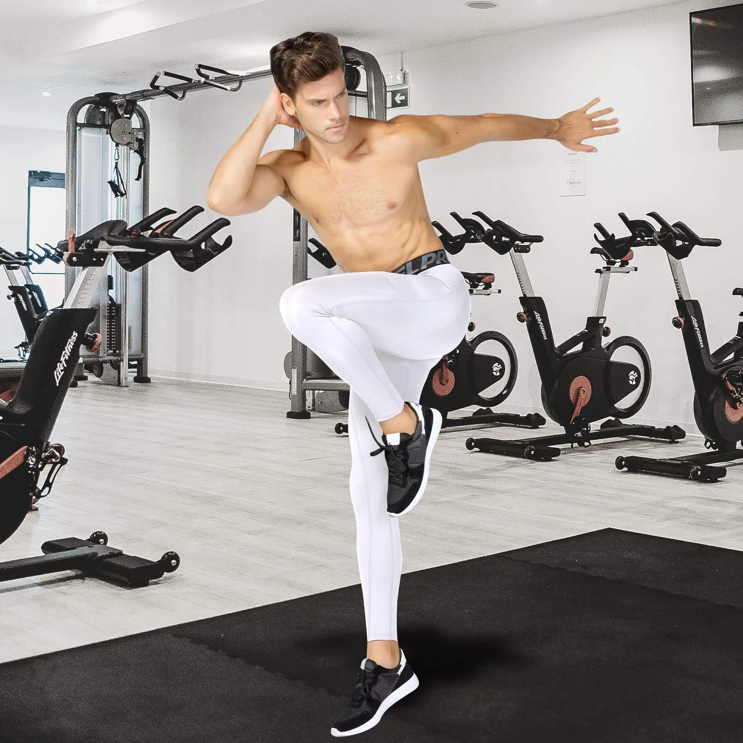 SPVISE 2 or 3 Pack Men's Compression Pants Leggings Running Tights with Pocket Cool Dry Workout Base Layer Athletic Gym Pants