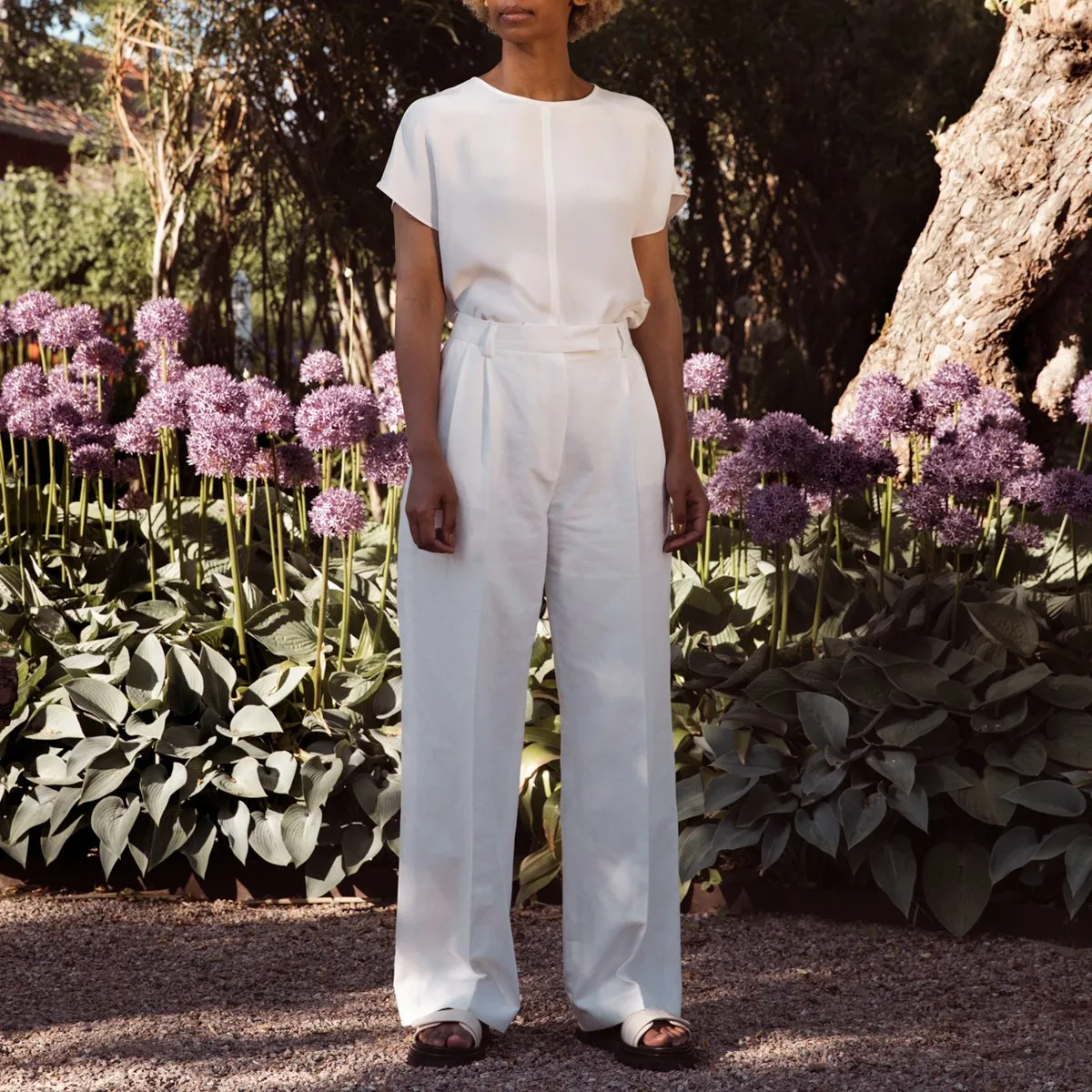 Swipe Pleated Wide Leg Pants Long