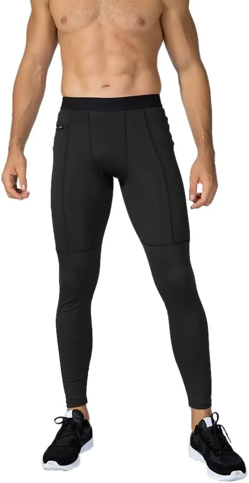 TopTie Men's Compression Pants Zipper Pocket Baselayer Sports Tights Leggings