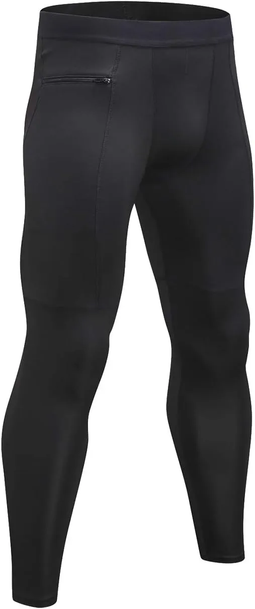 TopTie Men's Compression Pants Zipper Pocket Baselayer Sports Tights Leggings