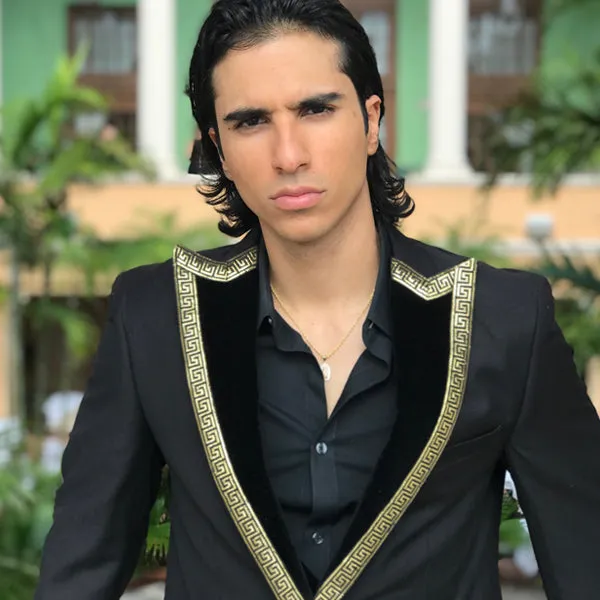 Velvet   Gold  Peak Lapels (black)